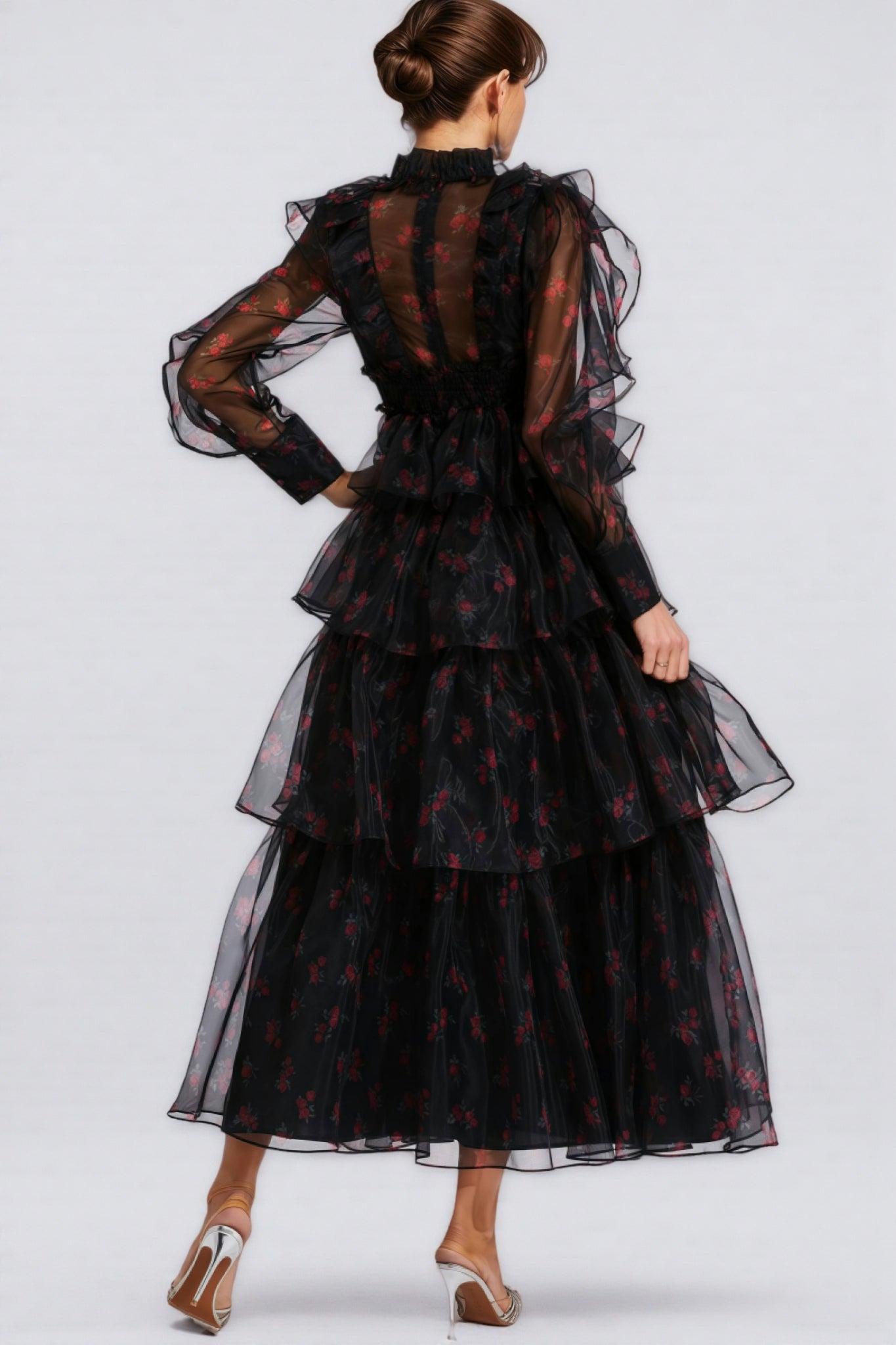 Ellarv Black Crushed Mesh Maxi Dress - View 2