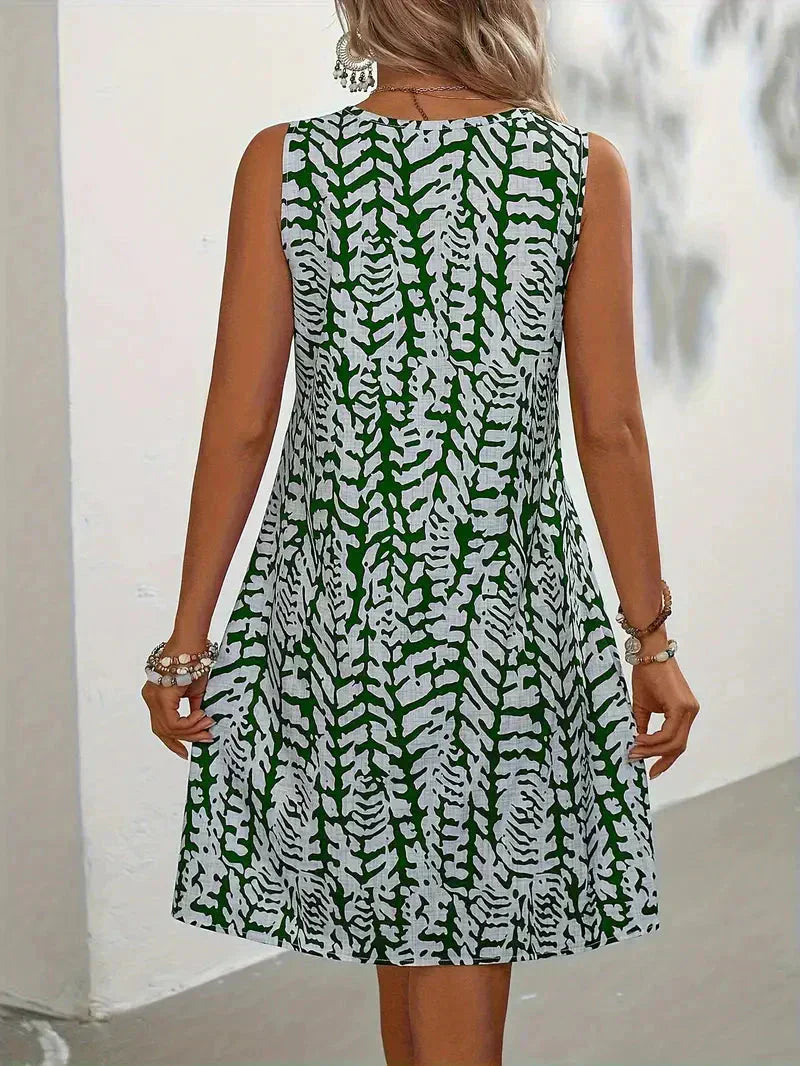 Rebeca Printed Sleeveless Dress Elegant Dress for Comfort Fit Design