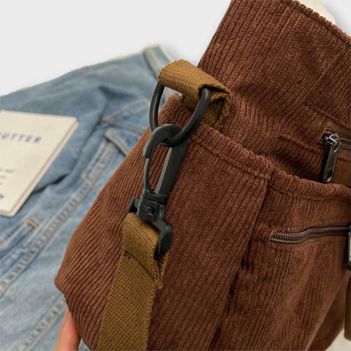 Corduroy Multi Pocket Tote Bag