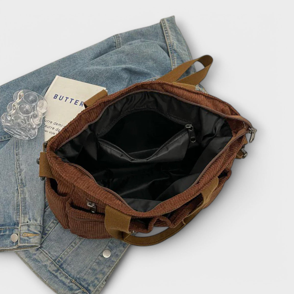 Corduroy Multi Pocket Tote Bag
