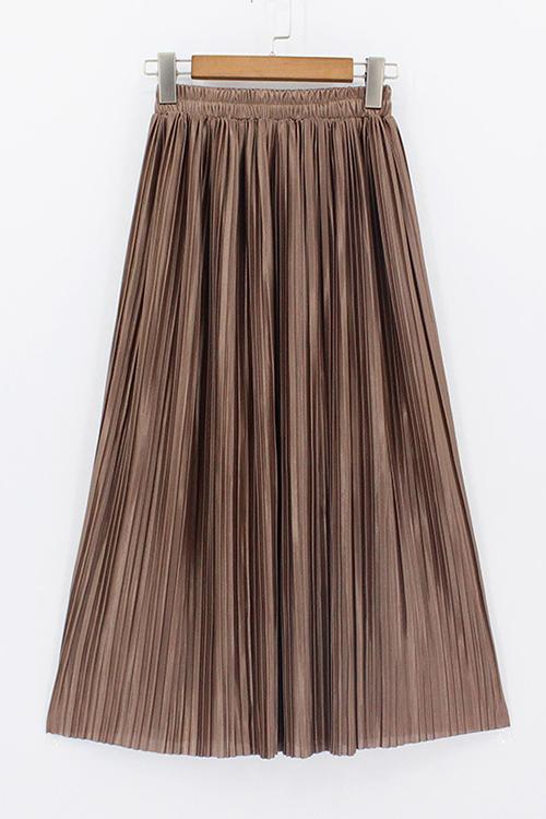 Metallic Pleated Maxi Skirts
