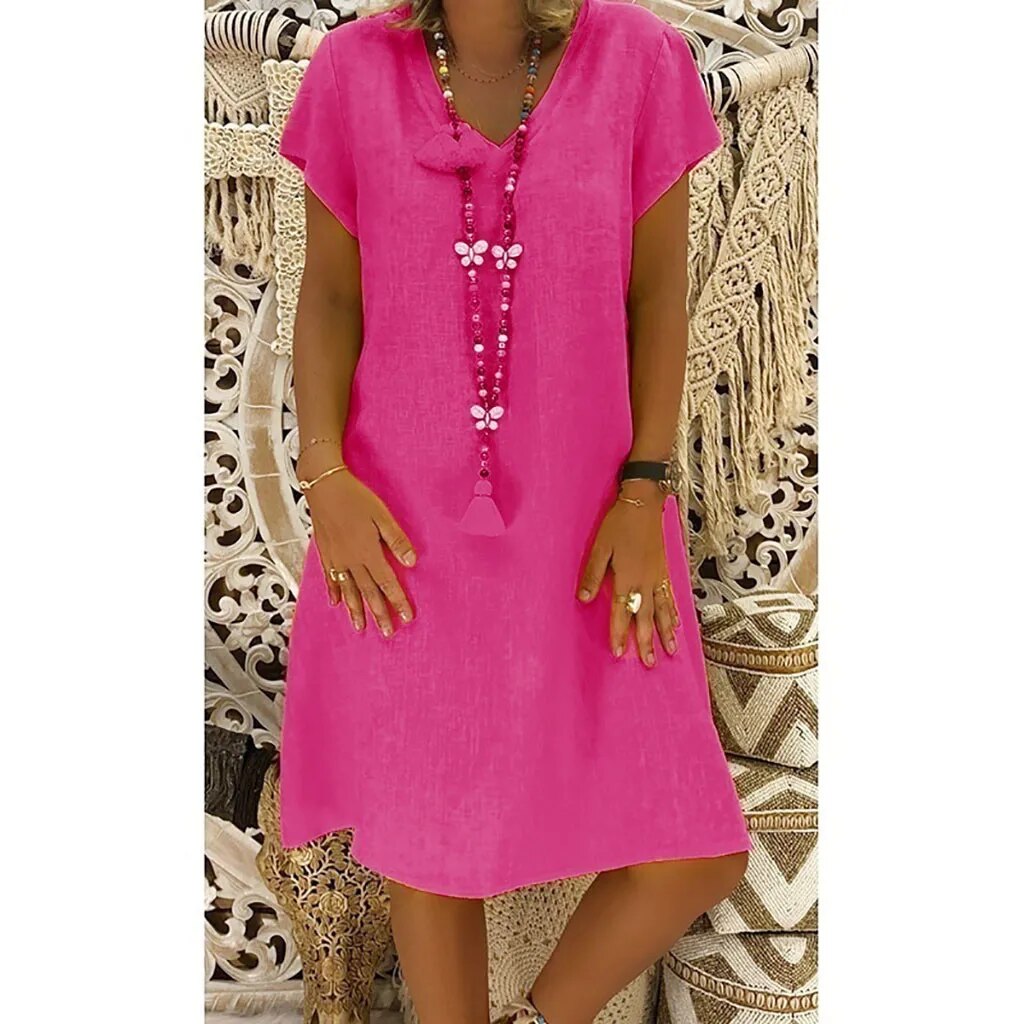 Ingrid Casual, Loose Cotton Dress for Women Brunch Outfit Idea