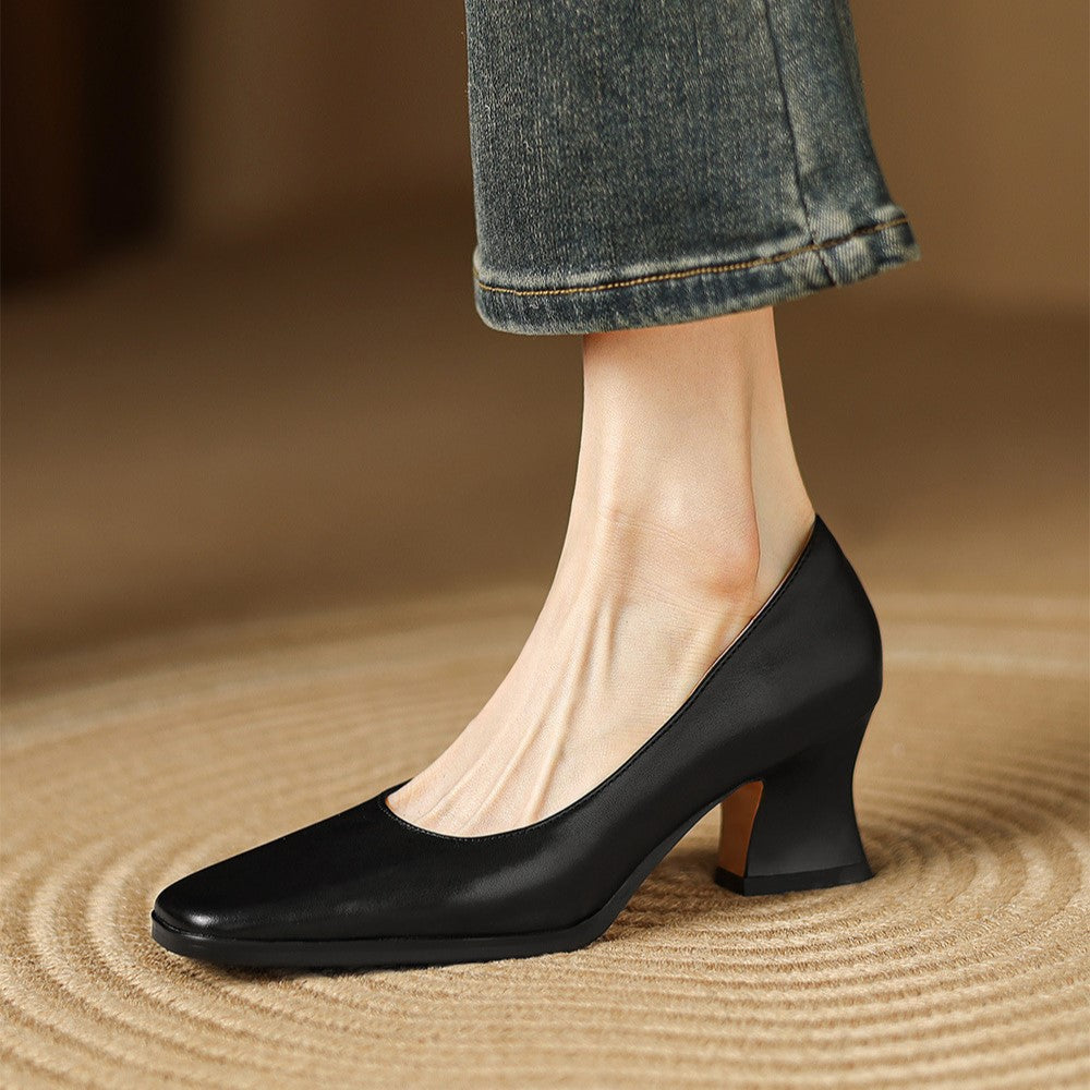 Square Toe Spool Heel Pumps 12