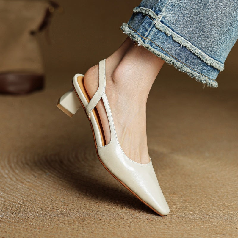 Pointed Toe Slingback Block Heel Pumps