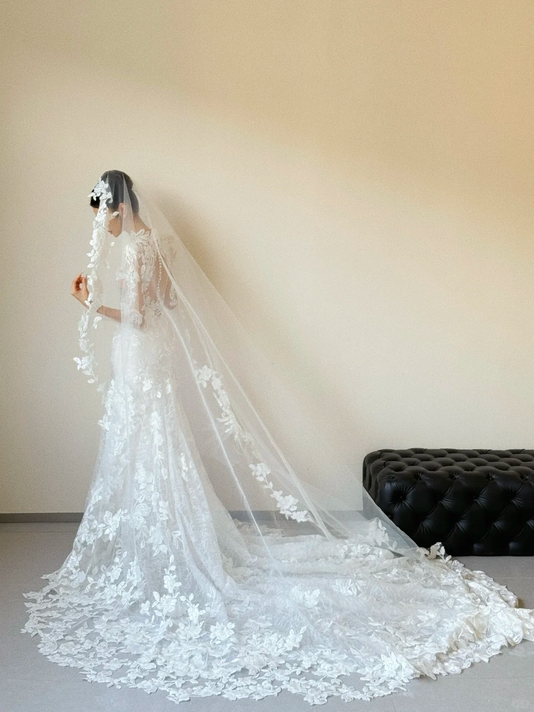 Dreamy White Mermaid Tulle Lace Applique With Veil Long Wedding Dresses C3819