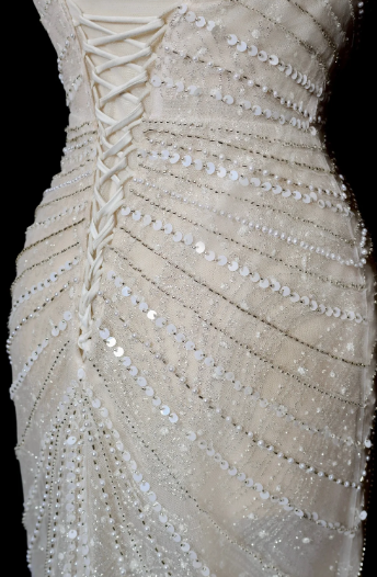 Dreamy Mermaid Strapless Tulle Beaded Long Wedding Dresses C3848