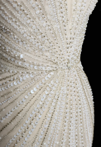 Dreamy Mermaid Strapless Tulle Beaded Long Wedding Dresses C3848