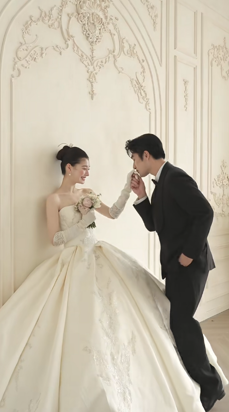 Timeless Ball Gown Strapless Satin Lace With Veil And Gloves Long Wedding Dresses C3871