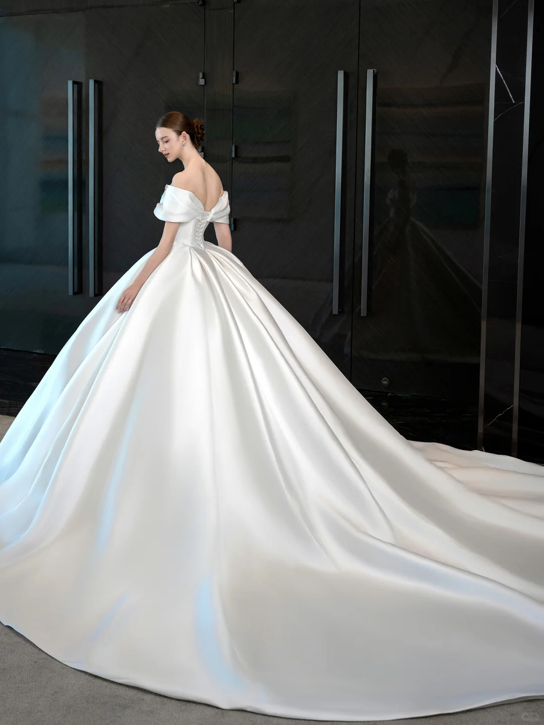 Pretty Ball Gown Off The Shoulder Satin Applique Long Wedding Dresses C3944