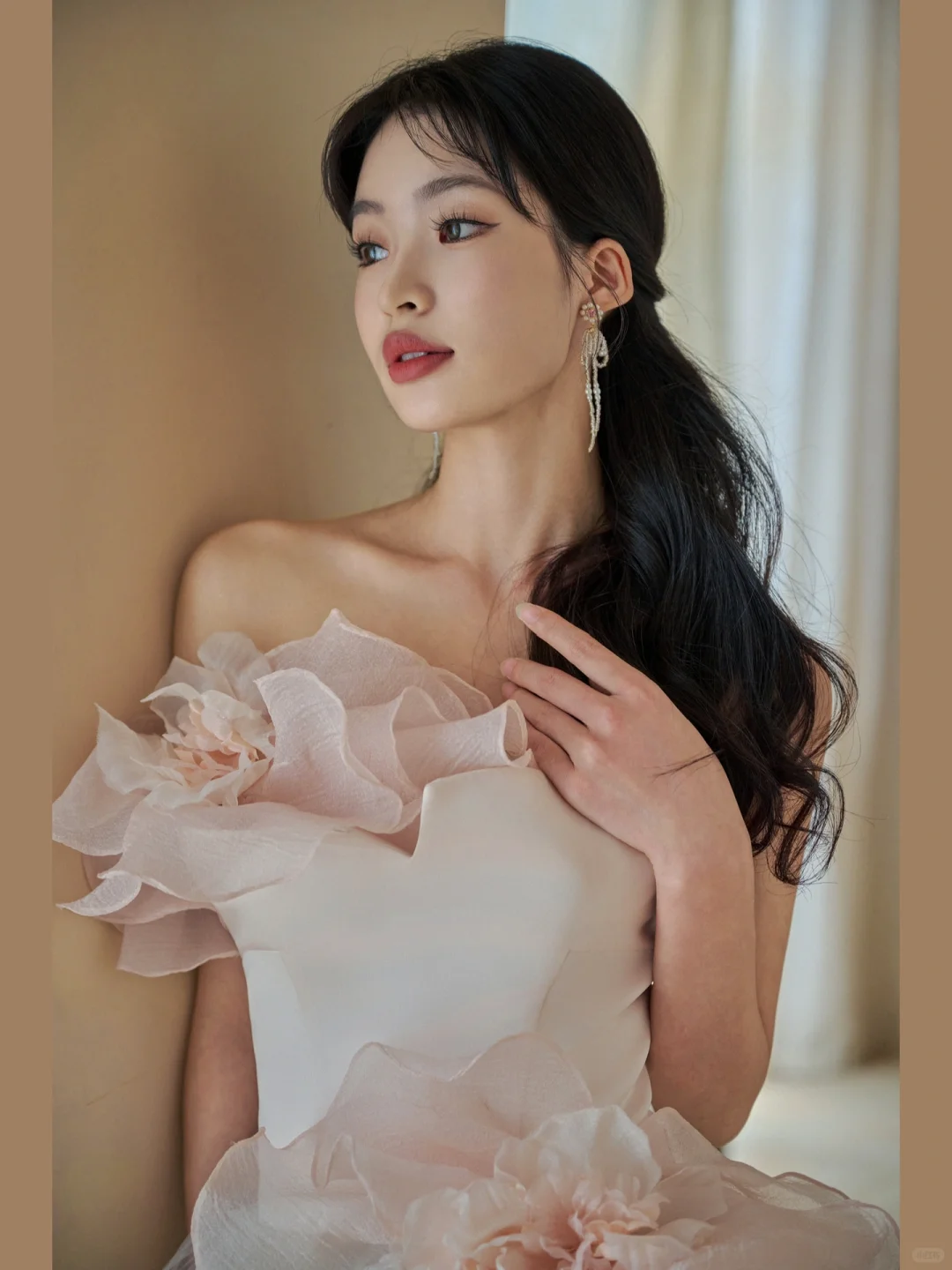 Elegant Ball Gown Strapless Satin Tulle Long Wedding Dresses C3964