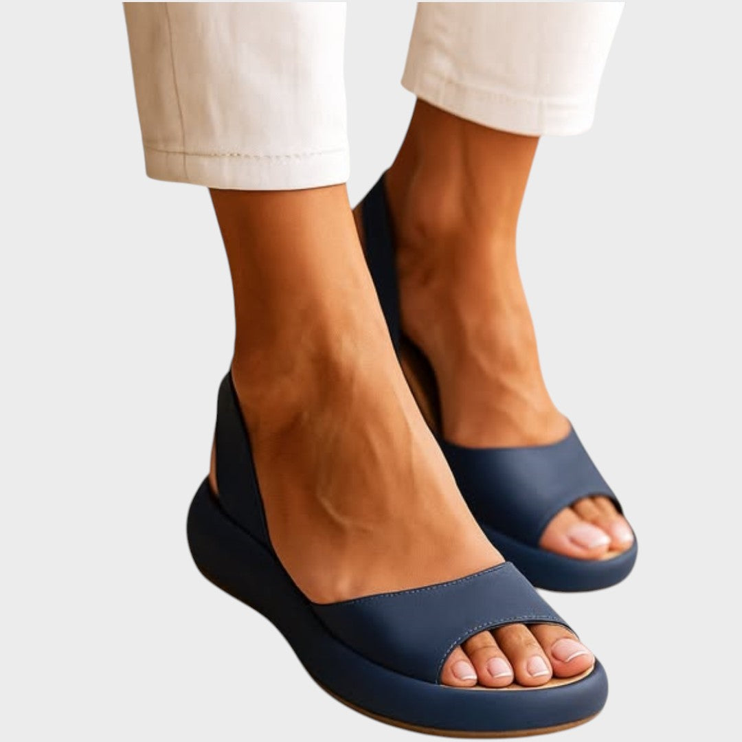 Peep Toe Slingback Flatform Wedge Sandals
