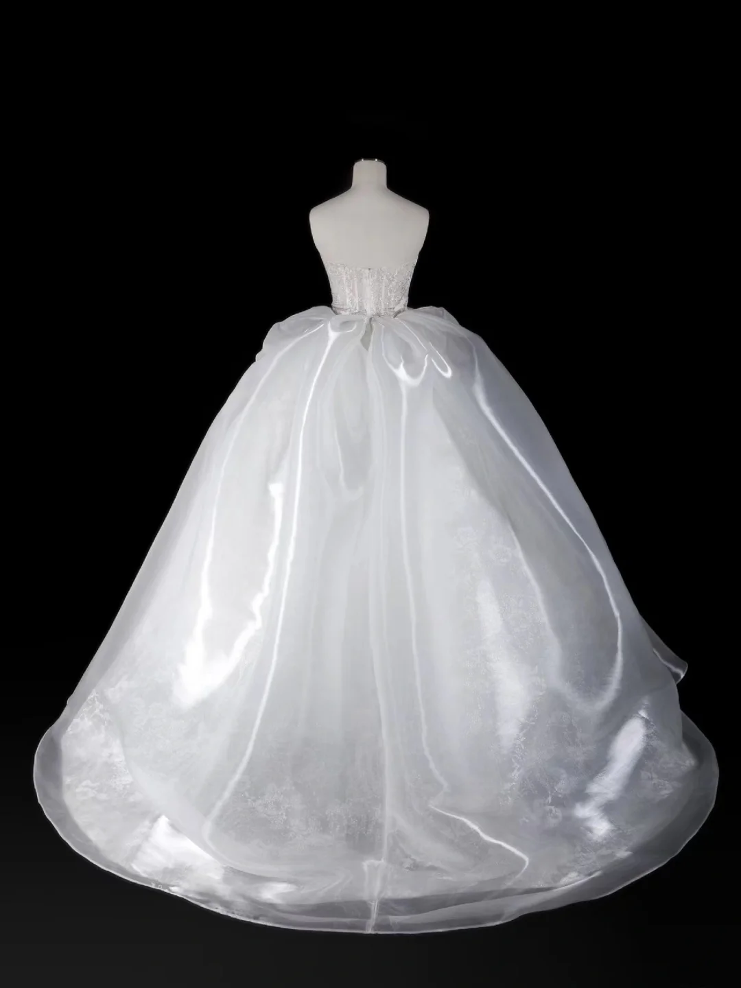 Classy Ball Gown Strapless Satin Lace Sequin Long Wedding Dresses C4175