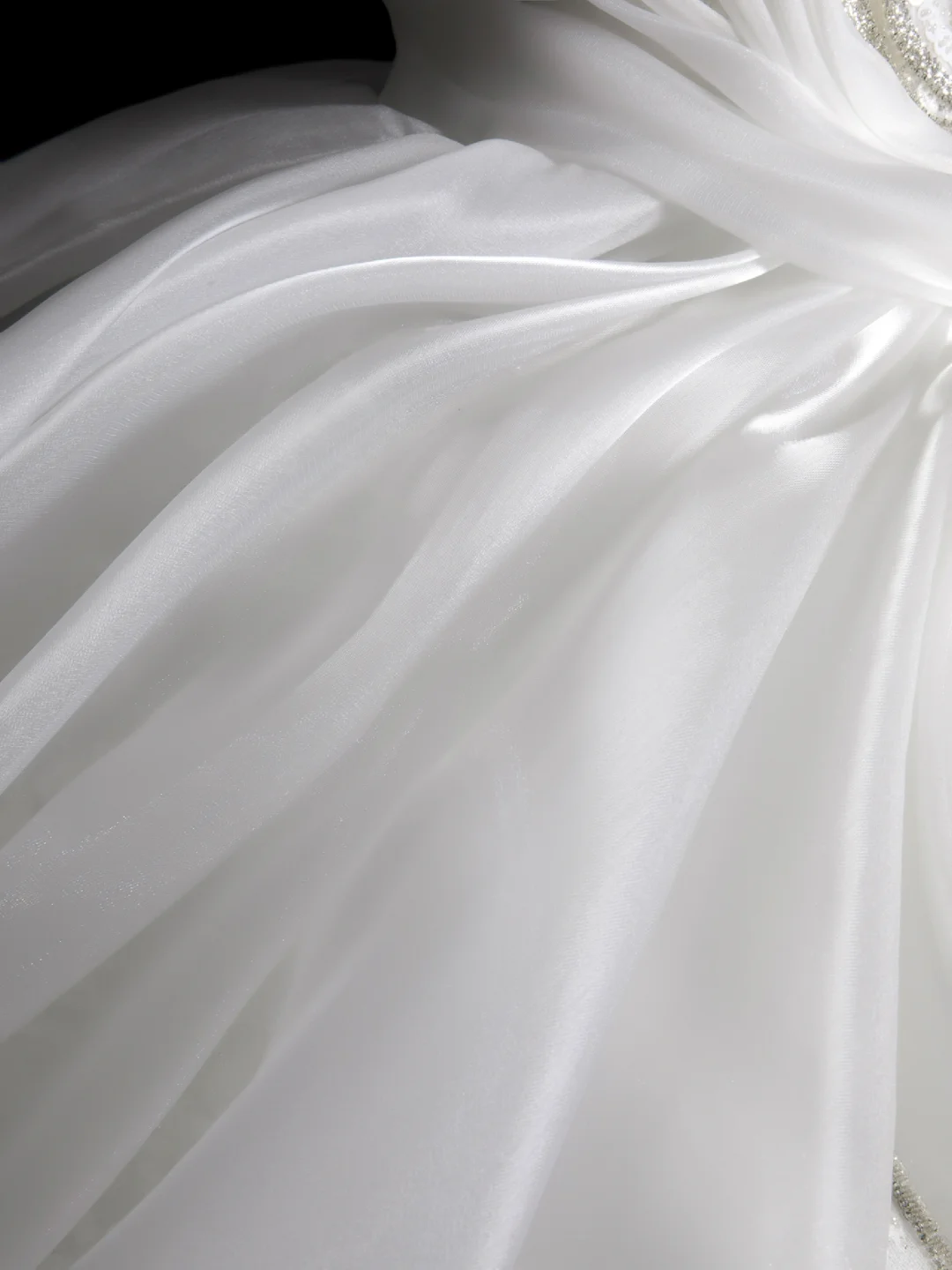 Classy Ball Gown Strapless Satin Lace Sequin Long Wedding Dresses C4175