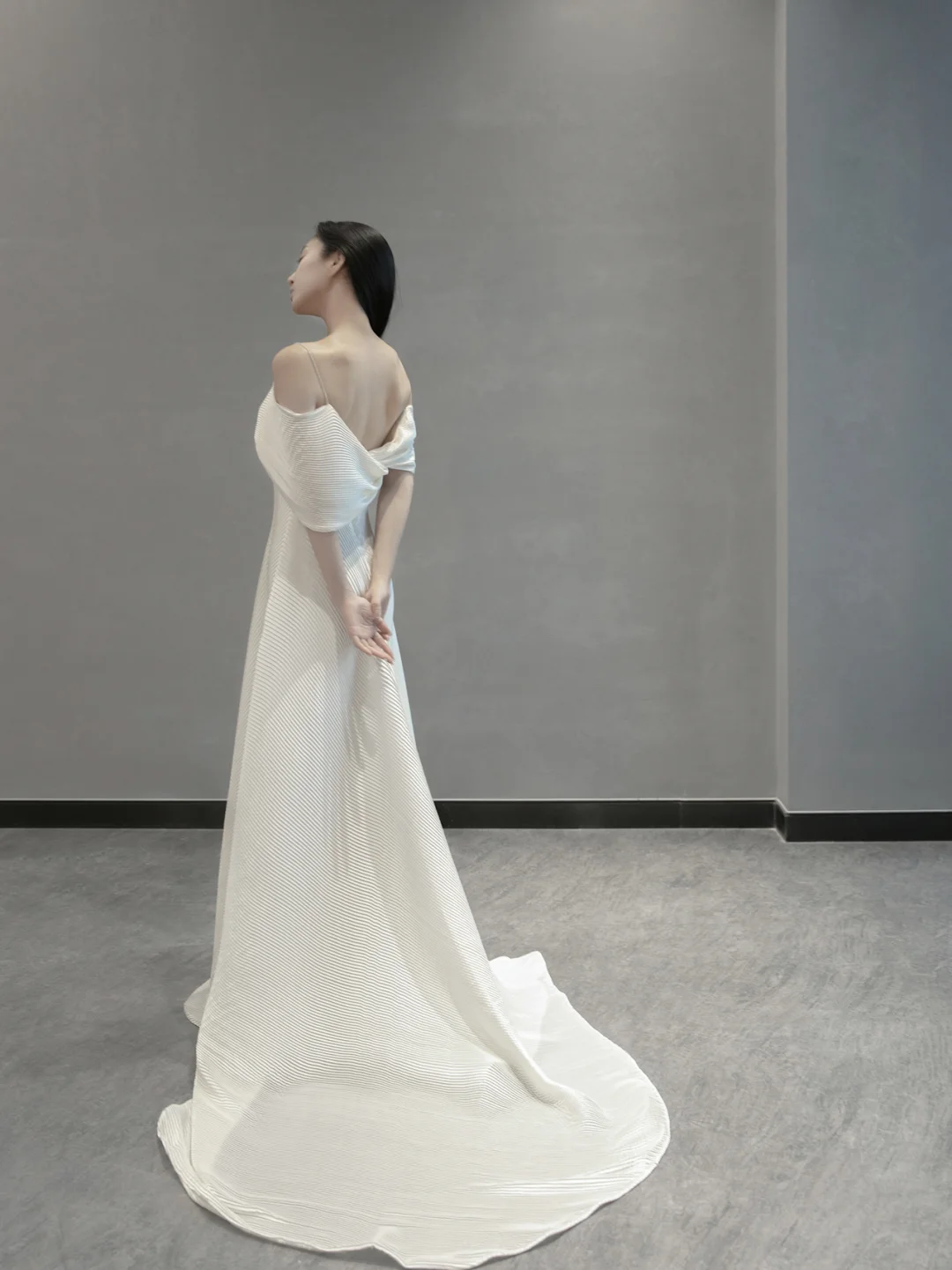 Unique A Line Spaghetti Straps Satin Long Wedding Dresses C4196