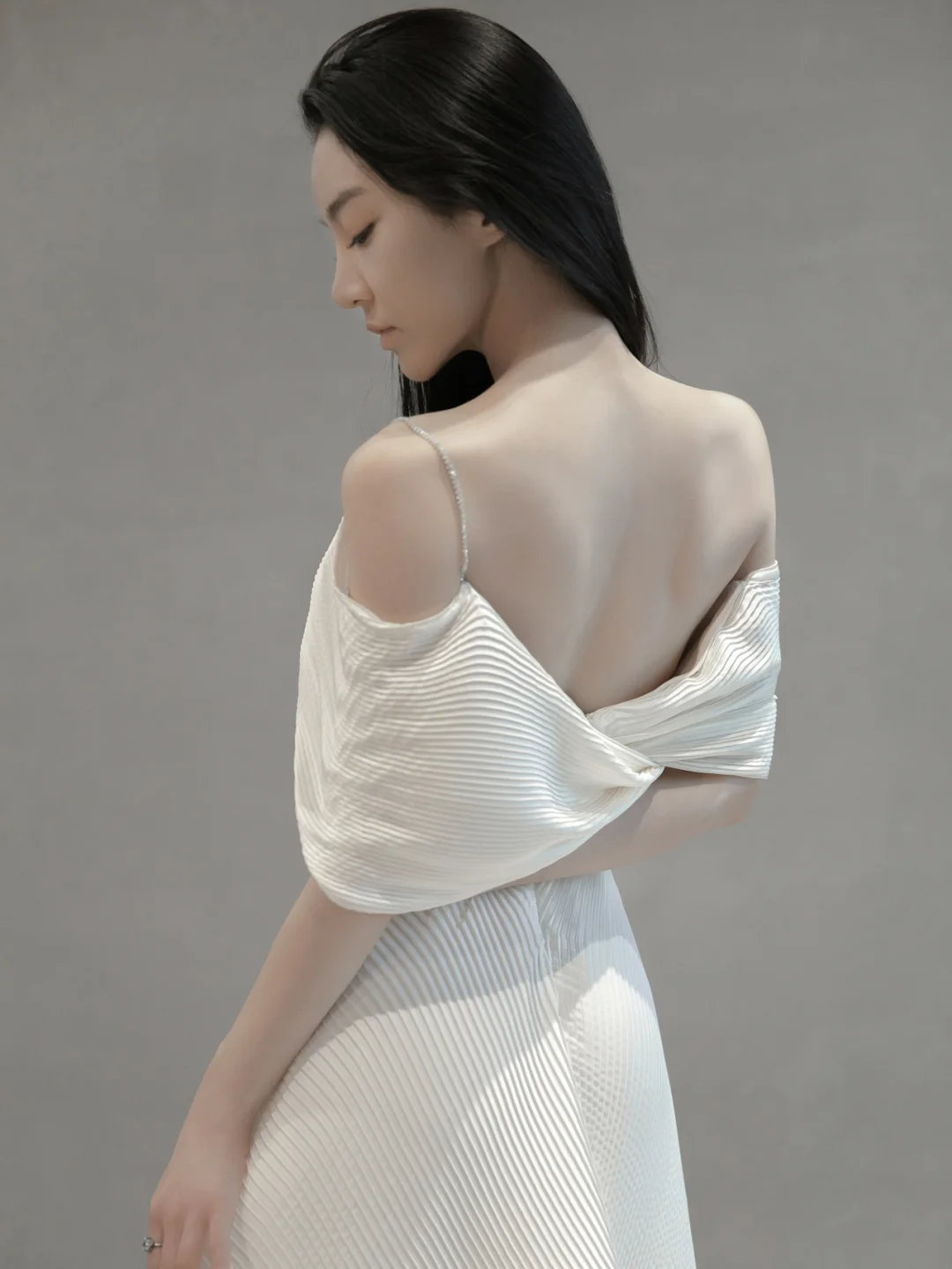 Unique A Line Spaghetti Straps Satin Long Wedding Dresses C4196