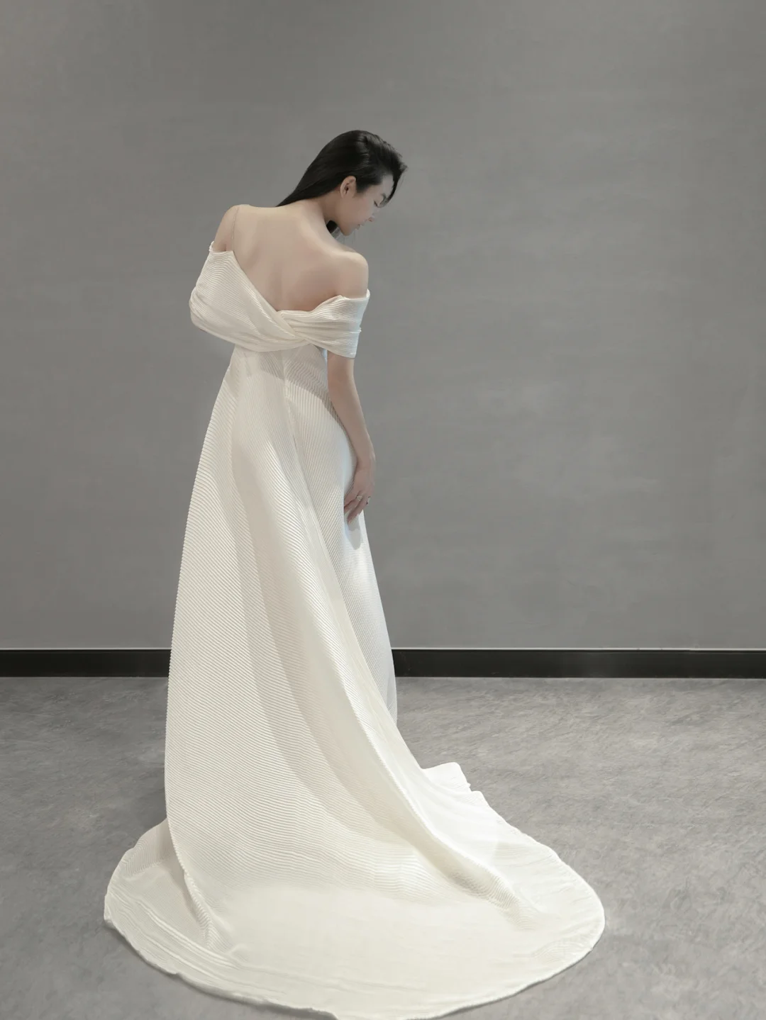 Unique A Line Spaghetti Straps Satin Long Wedding Dresses C4196