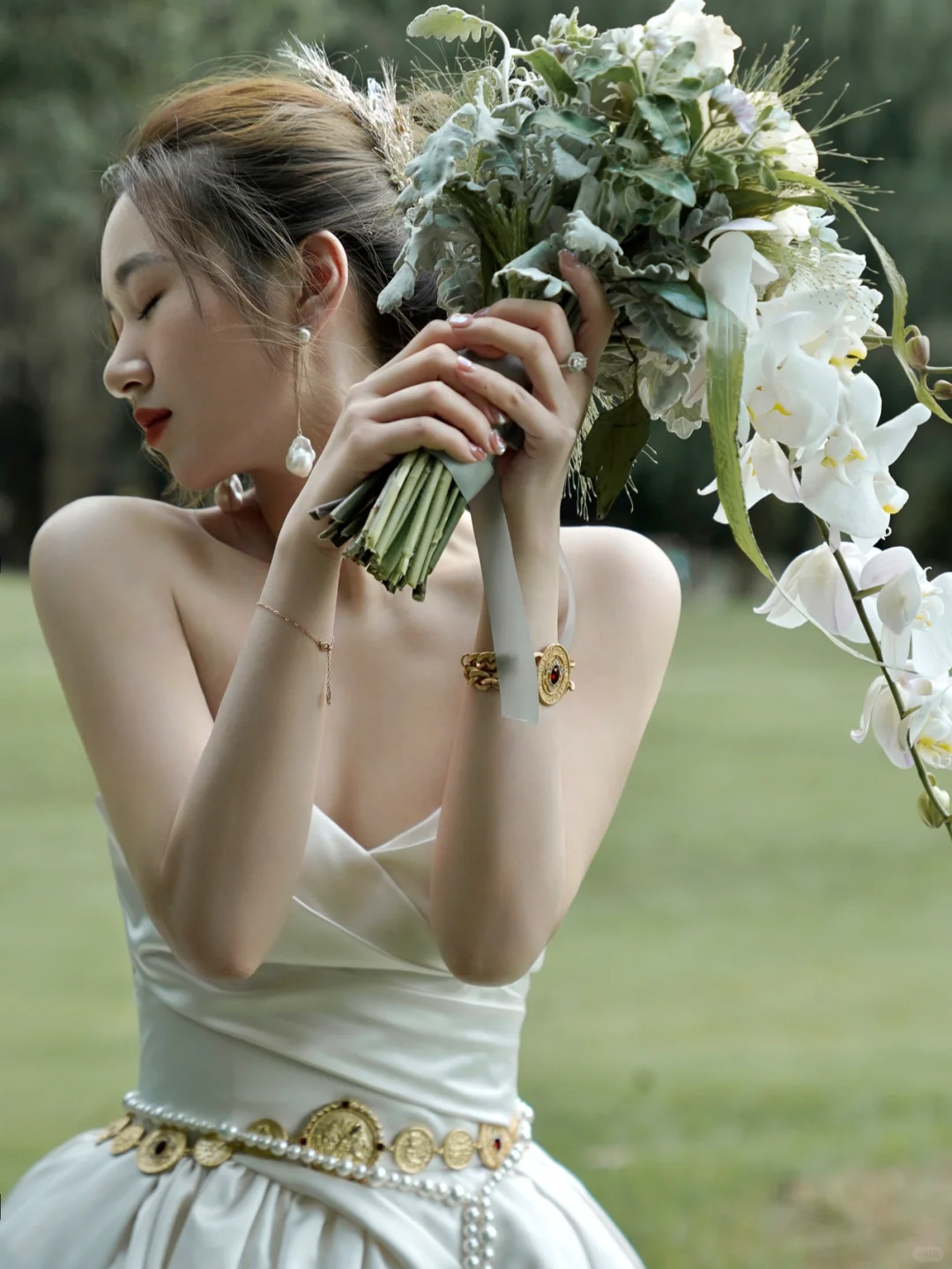 Simple A Line Strapless Satin Long Wedding Dresses C4214