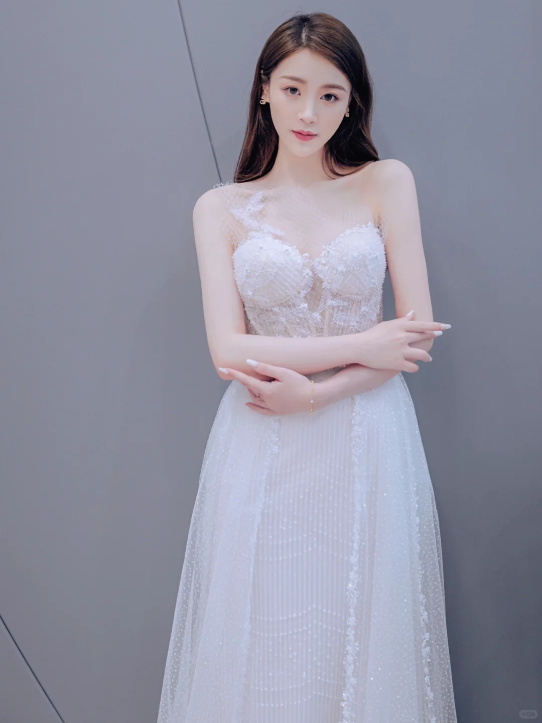 Pretty A Line One Shoulder Tulle Applqiue Long Wedding Dresses C4221
