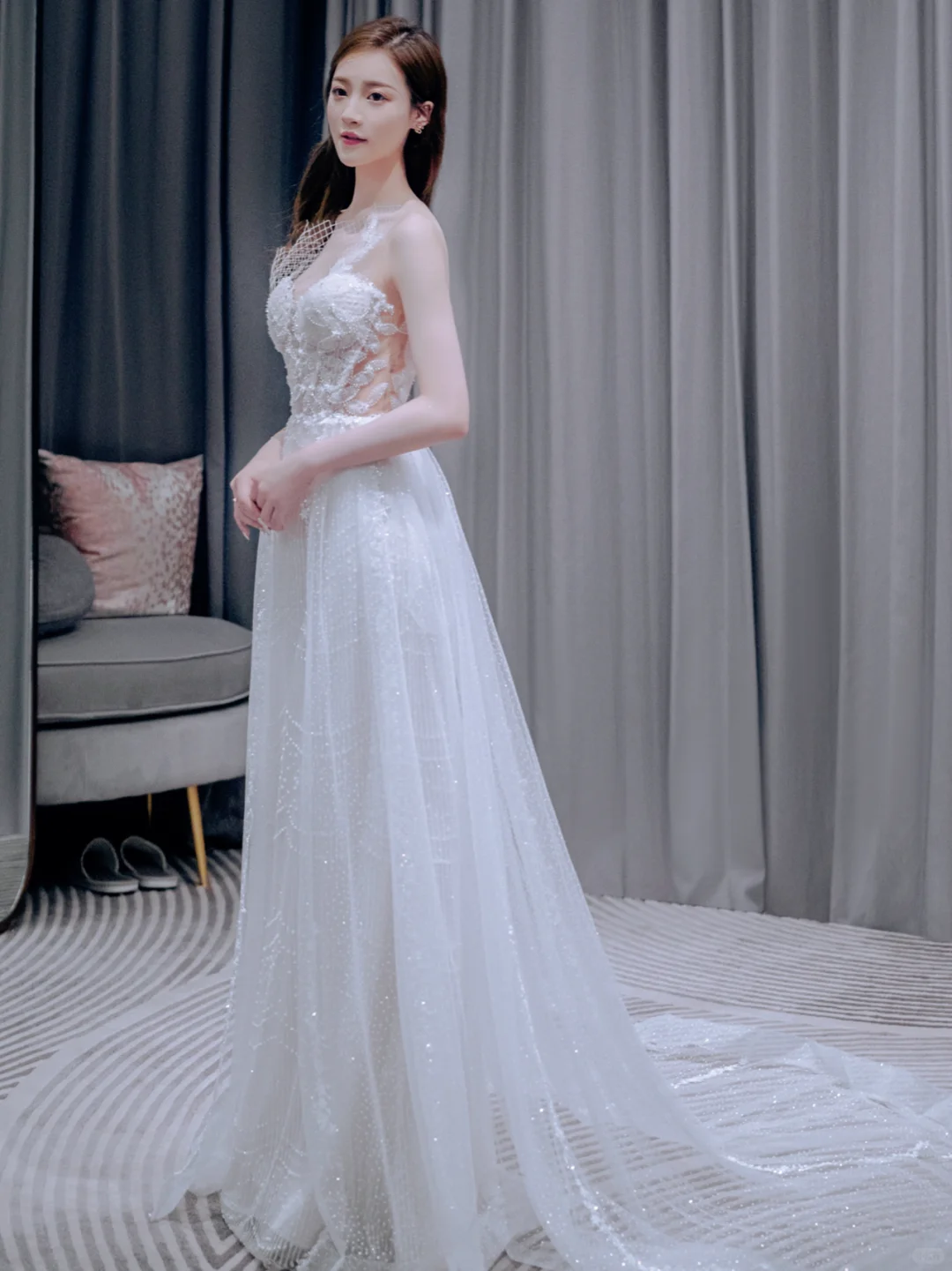 Pretty A Line One Shoulder Tulle Applqiue Long Wedding Dresses C4221