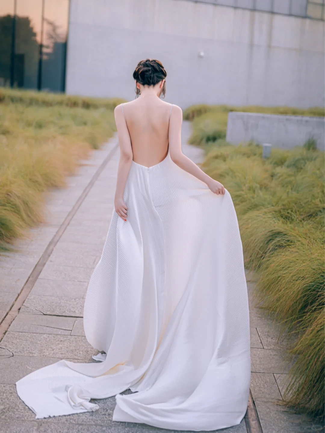 Elegant A Line Spaghetti Straps Satin Long Wedding Dresses C4224
