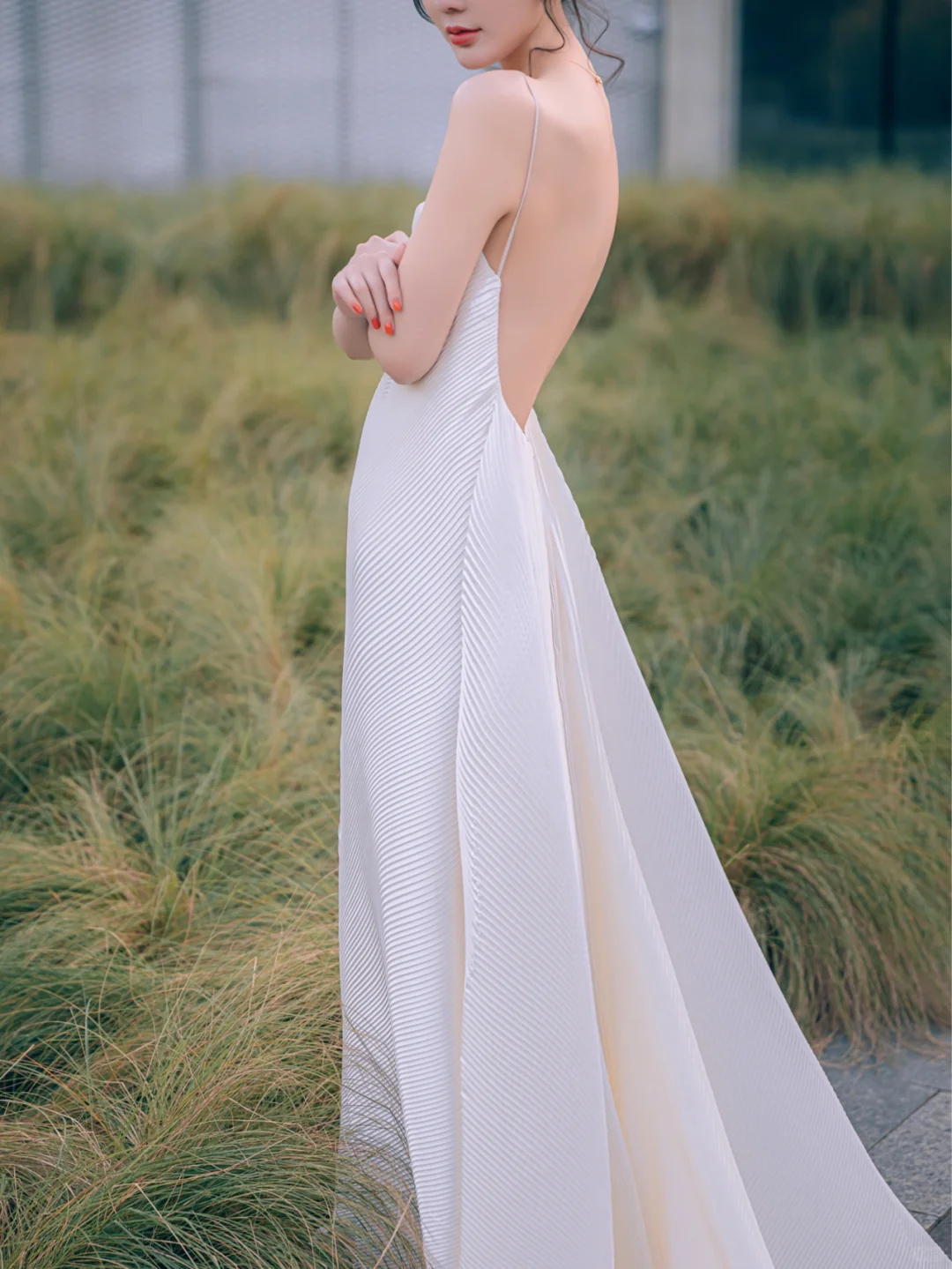 Elegant A Line Spaghetti Straps Satin Long Wedding Dresses C4224