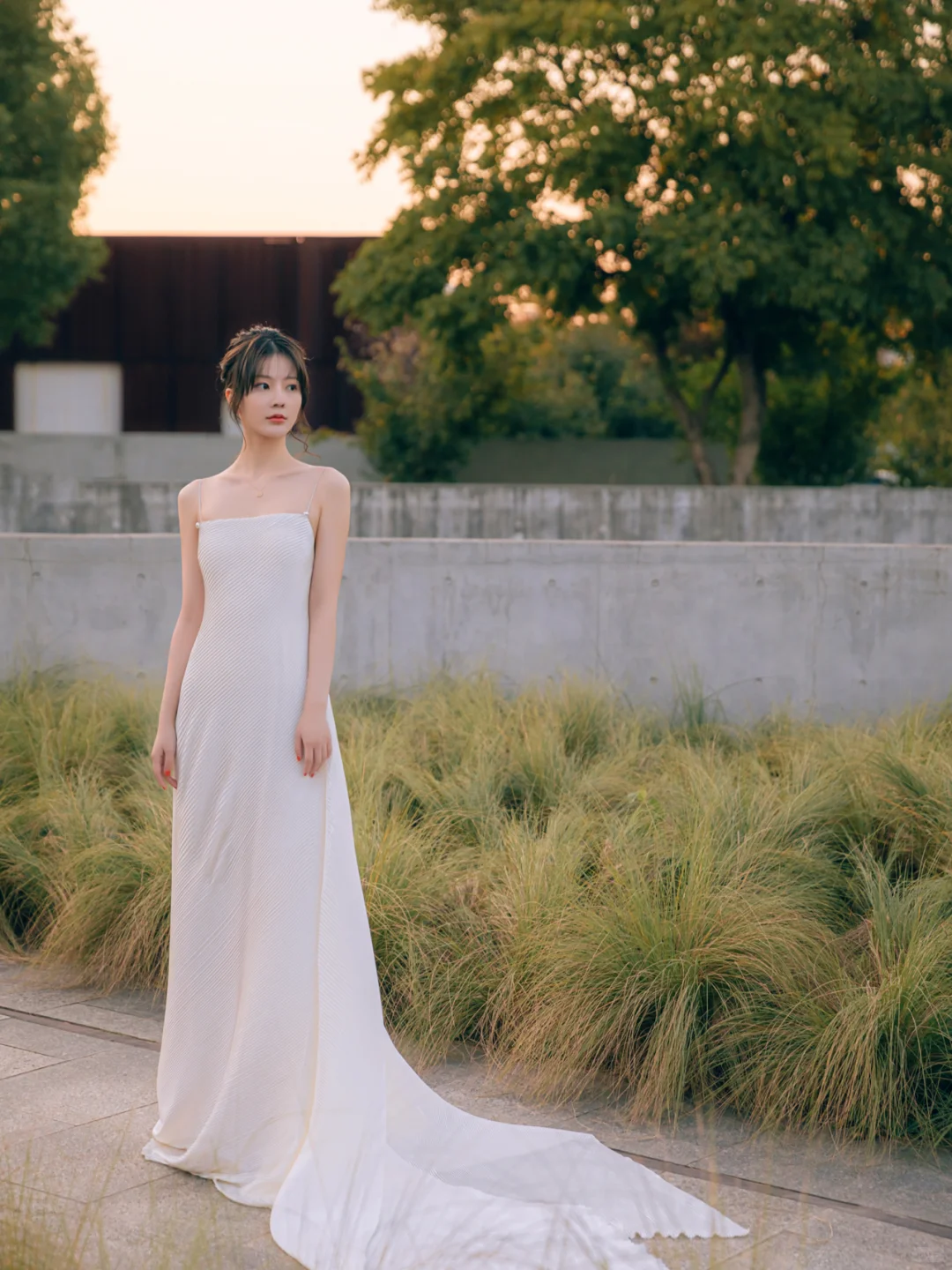 Elegant A Line Spaghetti Straps Satin Long Wedding Dresses C4224
