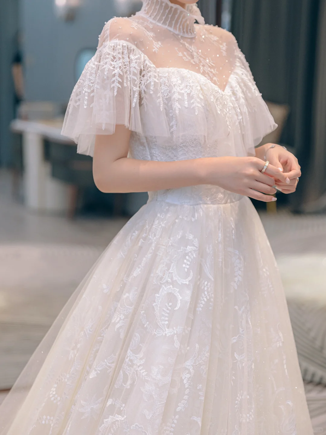 Pretty Ball Gown Tulle Lace Long Wedding Dresses C4227