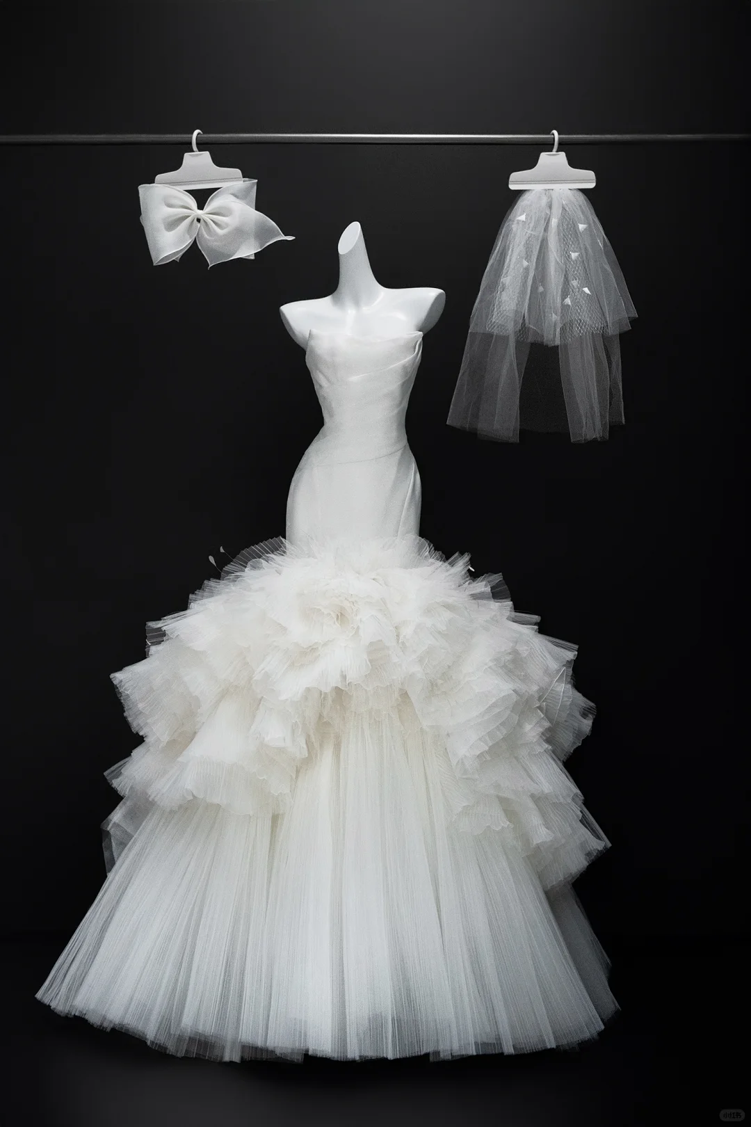 Elegant Mermaid Strapless Satin Tulle With Veil Long Wedding Dresses C4282