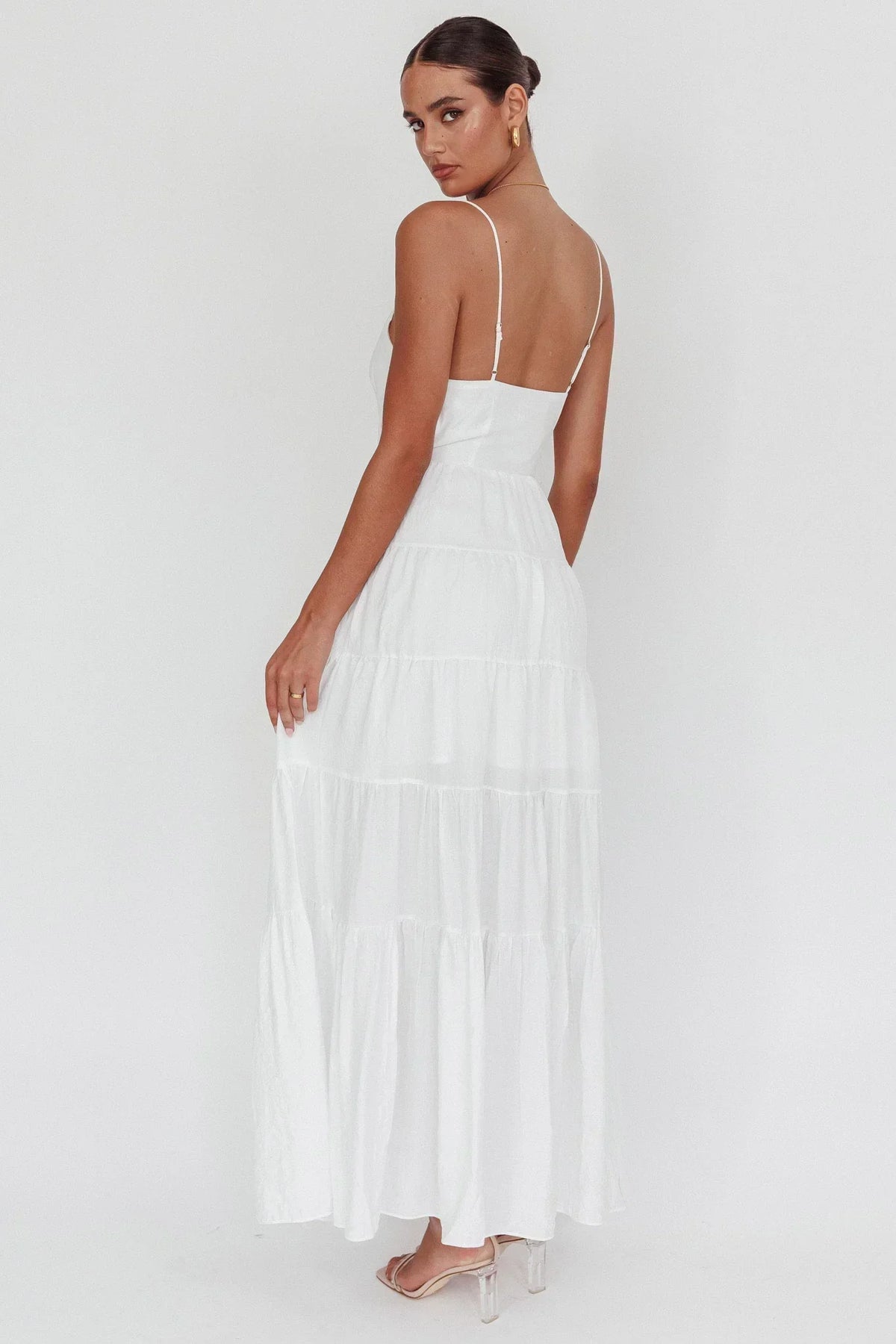 V-Neck Spaghetti Strap Tiered Empire Waist Maxi Dress 3