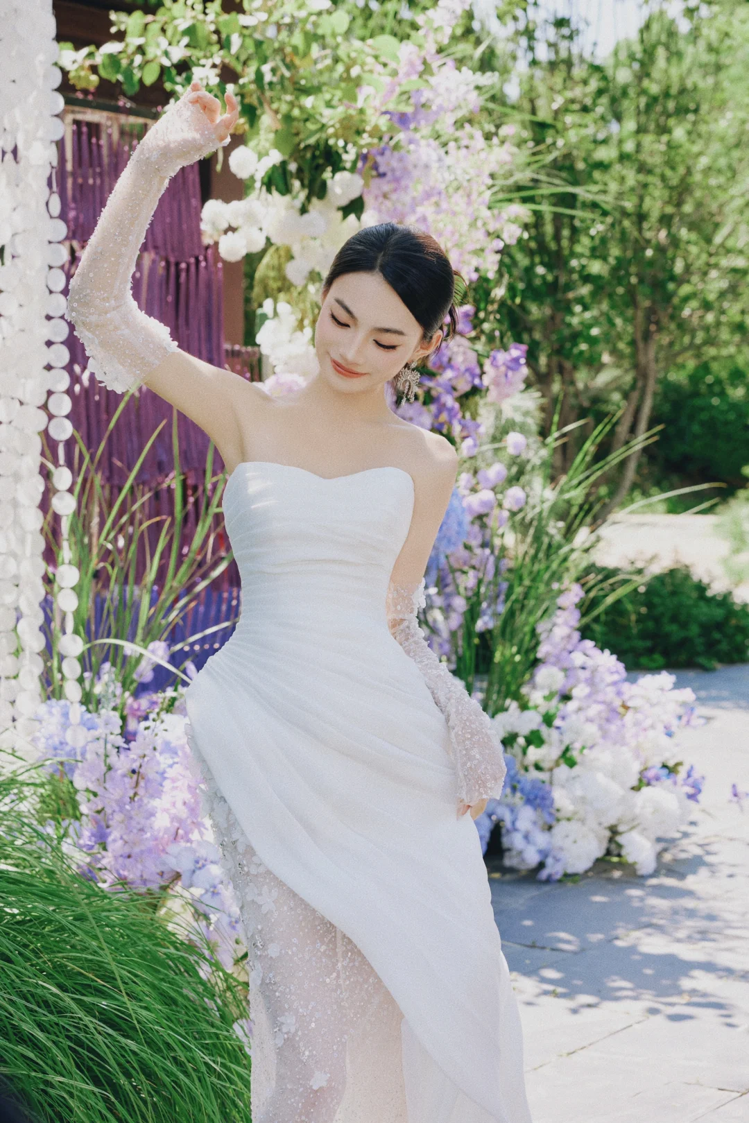 Unique Mermaid Strapless Satin Tulle Applqiue With Sleeves Long Wedding Dresses C4317