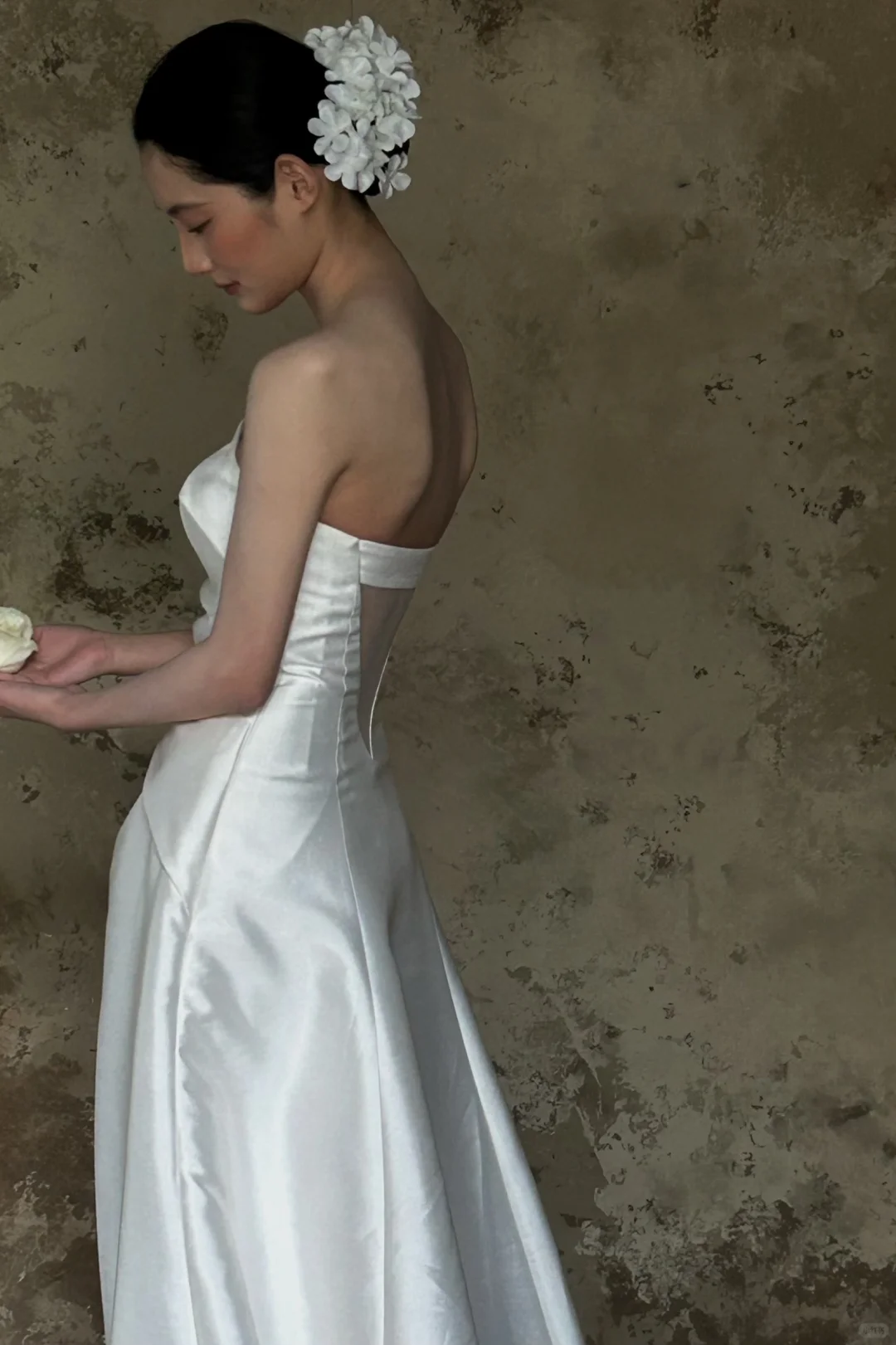 Simple Mermaid Strapless Satin Long Wedding Dresses C4320