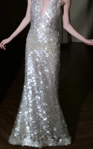 Timeless Mermaid Halter Sequin Long Wedding Dresses C4345