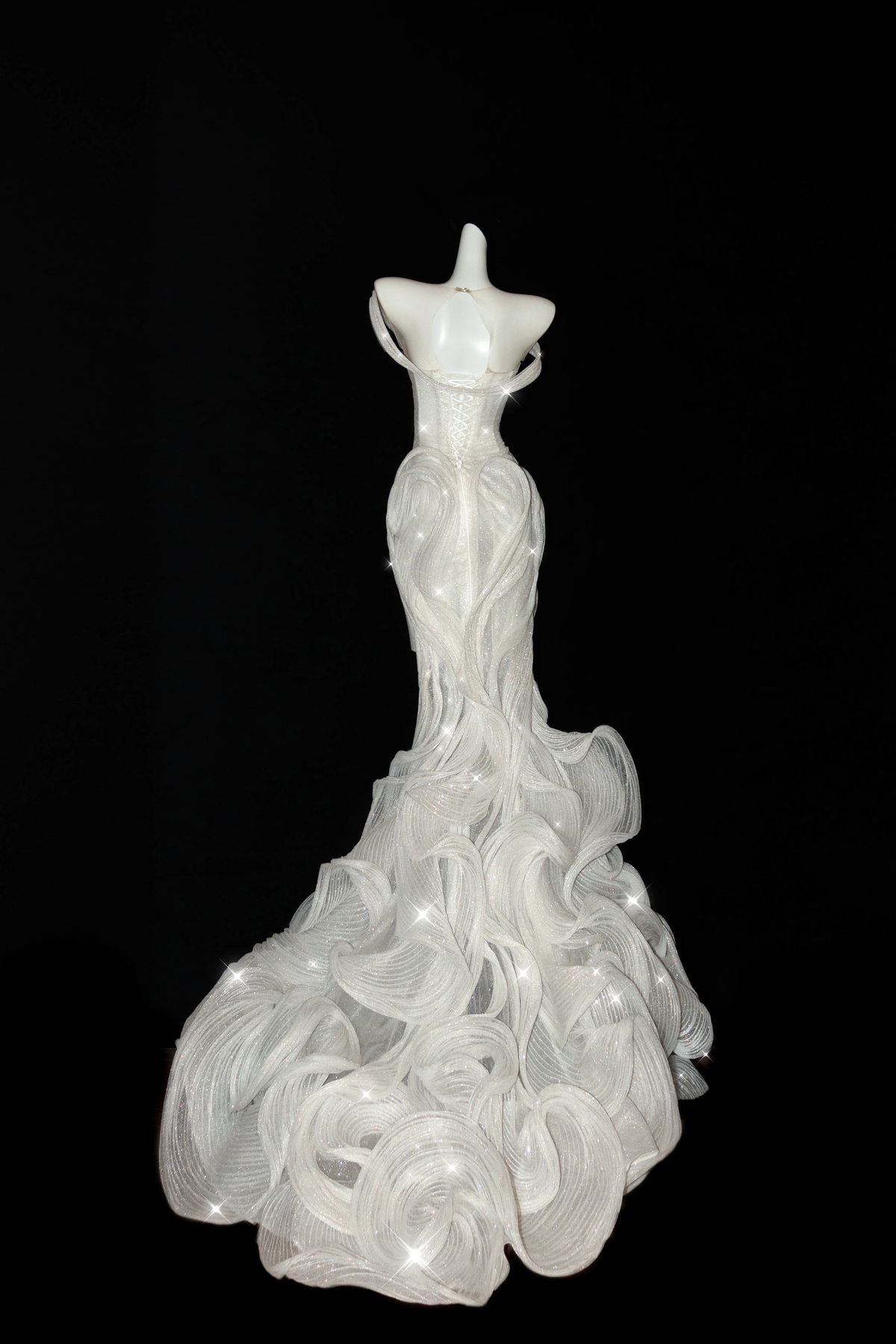 Unique Mermaid Off The Shoulder Tulle Long Wedding Dresses C4346