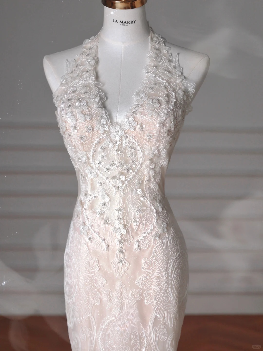 Dreamy Mermaid Halter Tulle Lace With Veil Long Wedding Dresses C4382