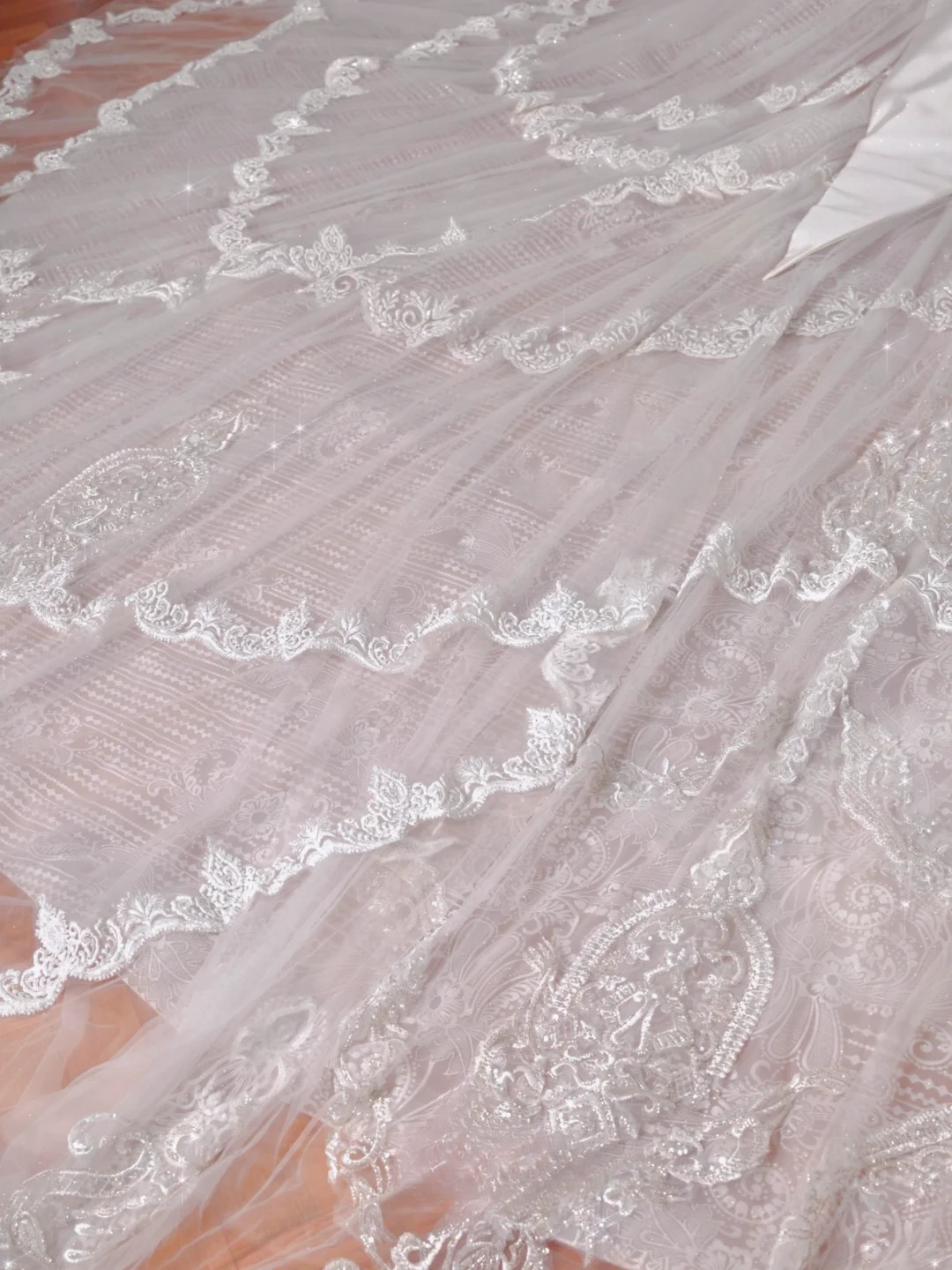 Timeless Ball Gown Off The Shoulder Satin Tulle Lace Sequin Beads Long Wedding Dresses C4388