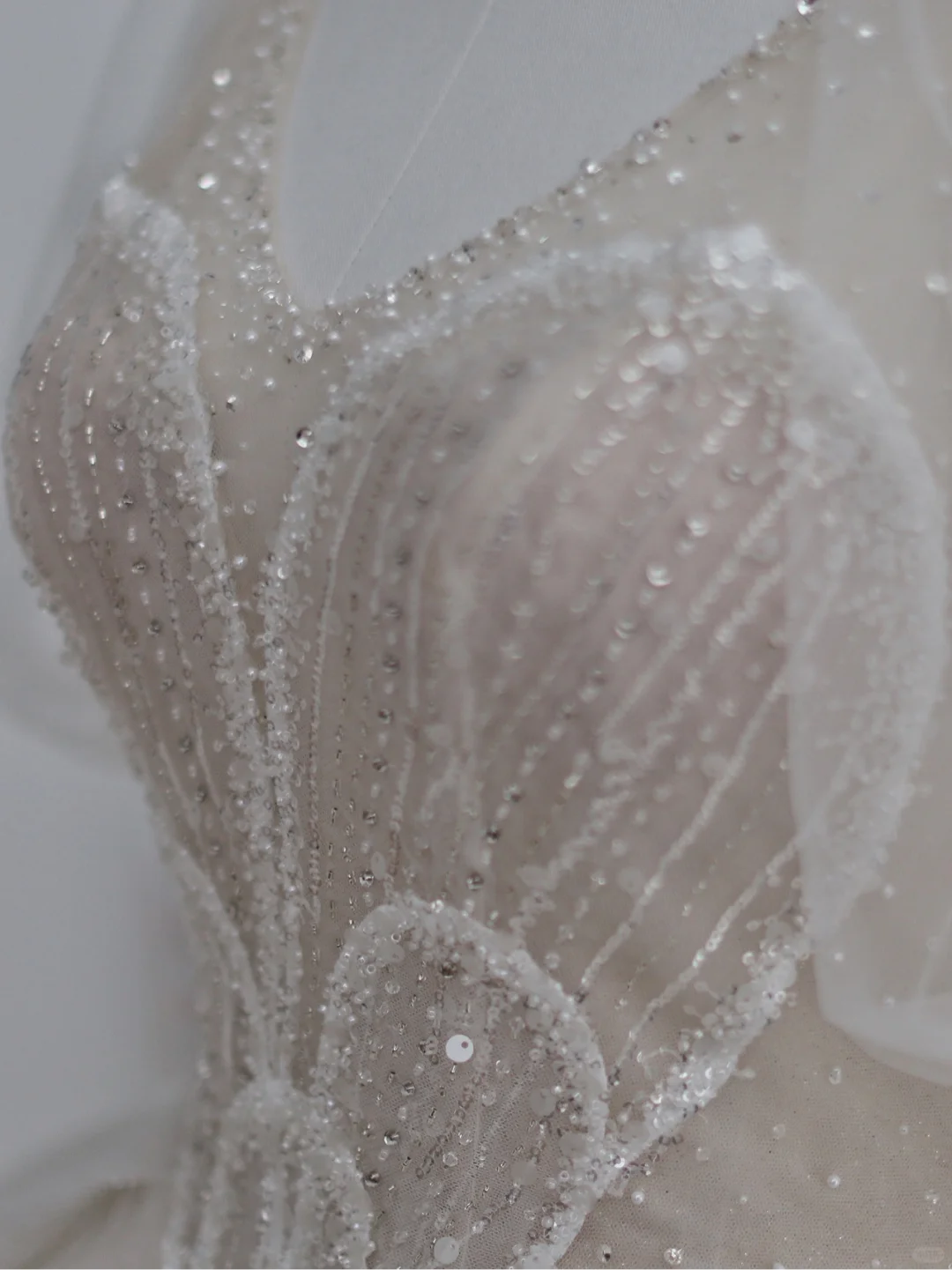 Classy Ball Gown V Neck Tulle Sequin Short Sleeves Long Wedding Dresses C4391