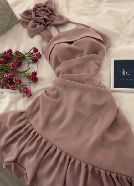 Classy A Line Strapless Chiffon With Flower Short Homecoming Dress 18th Birthday Outfits C4413