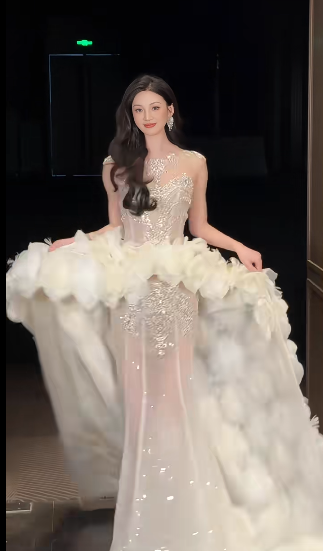 Unique Mermaid Tulle Sequin With Flowers Long Wedding Dresses C4447