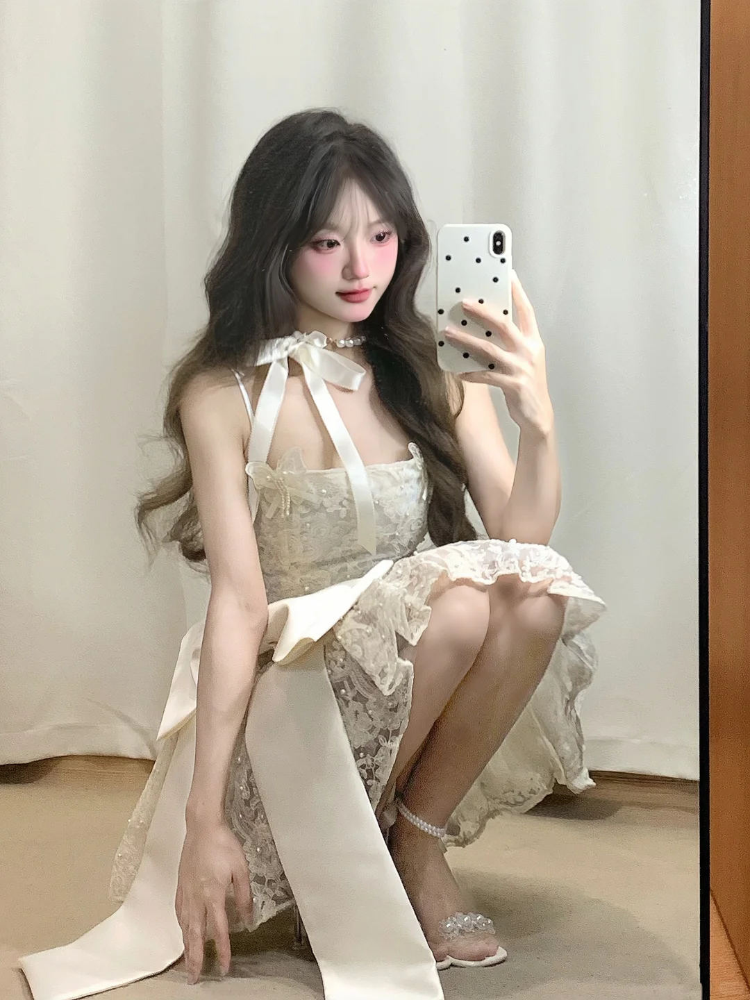 Pretty A Line Sapghetti Straps Lace With Bow Short Homecoming Dress 18th Birthday Outfits C4459