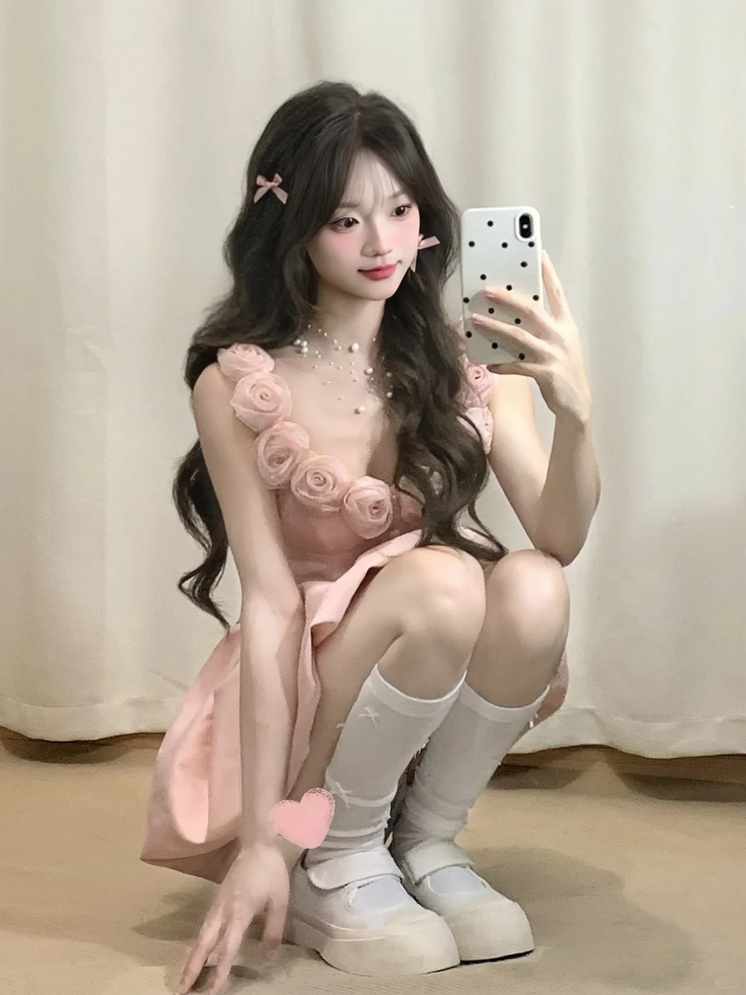 Pink A Line Spaghetti Straps Satin Flowers Short Homecoming Dress 18th Birthday Outfits C4461