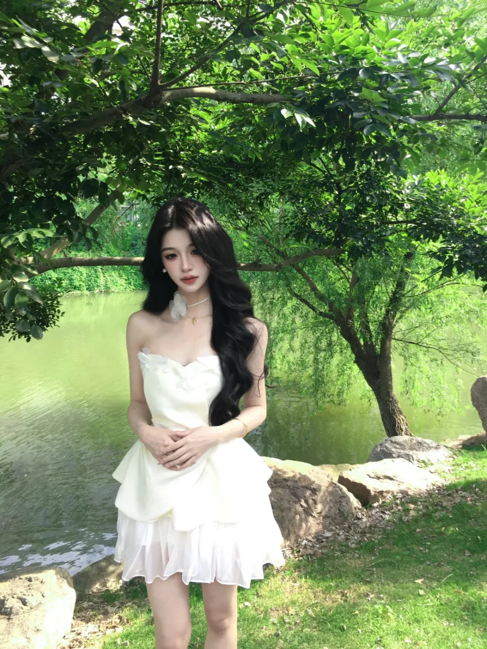 Pretty A Line Strapless Satin Chiffon Short Homecoming Dress 17th Birthday Outfits C4546