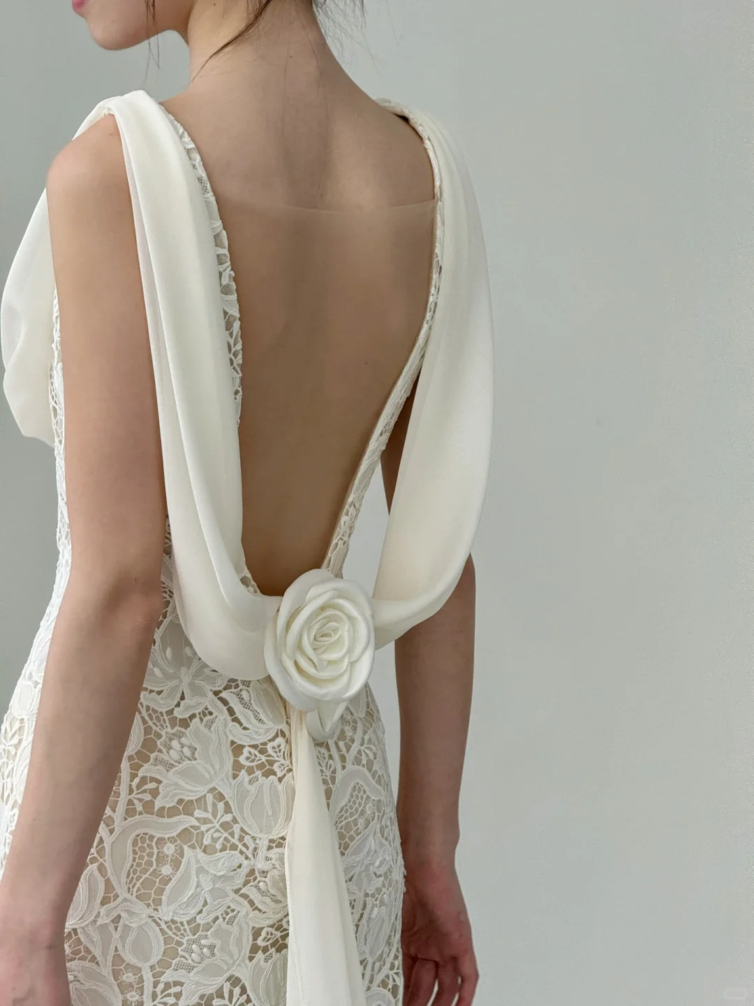 Unique Mermaid V Neck Satin Lace Backless Long Wedding Dresses C4555