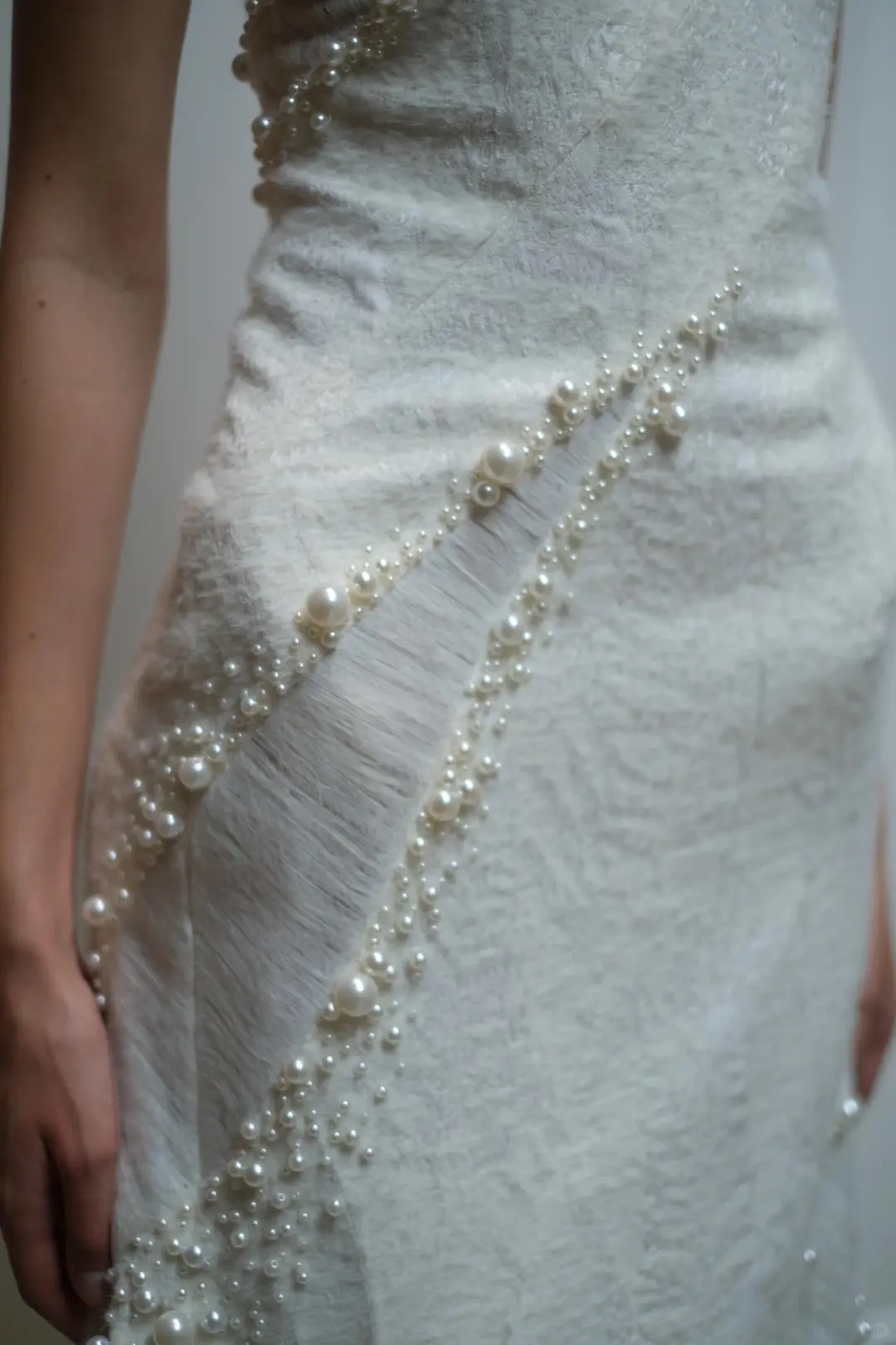 Dreamy Mermaid Strapless Satin Beads Long Wedding Dresses C4558