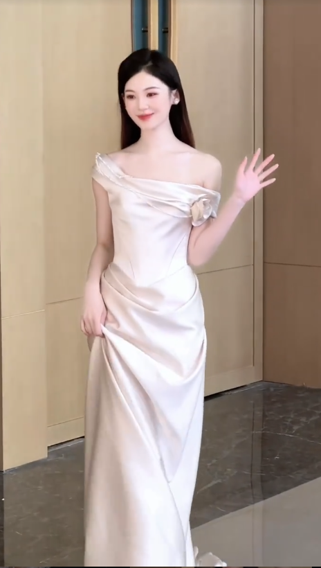 Simple Mermaid Off The Shoulder Satin Pleated Long Wedding Dresses C4562