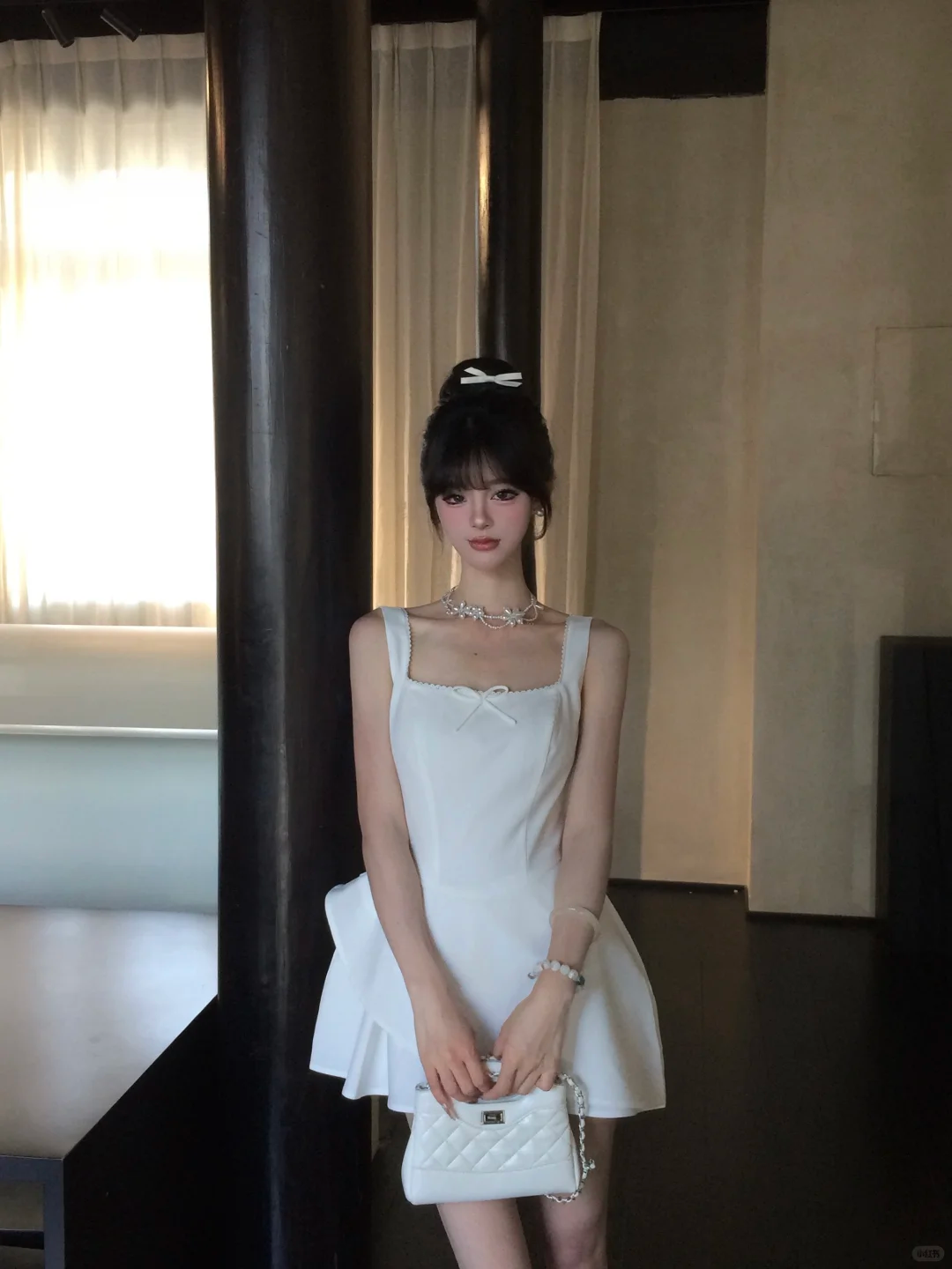 White 16th A Line Square Satin Short Homecoming Dress Birthday Outfits C4566