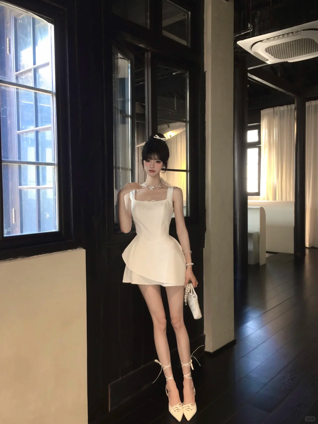 White 16th A Line Square Satin Short Homecoming Dress Birthday Outfits C4566