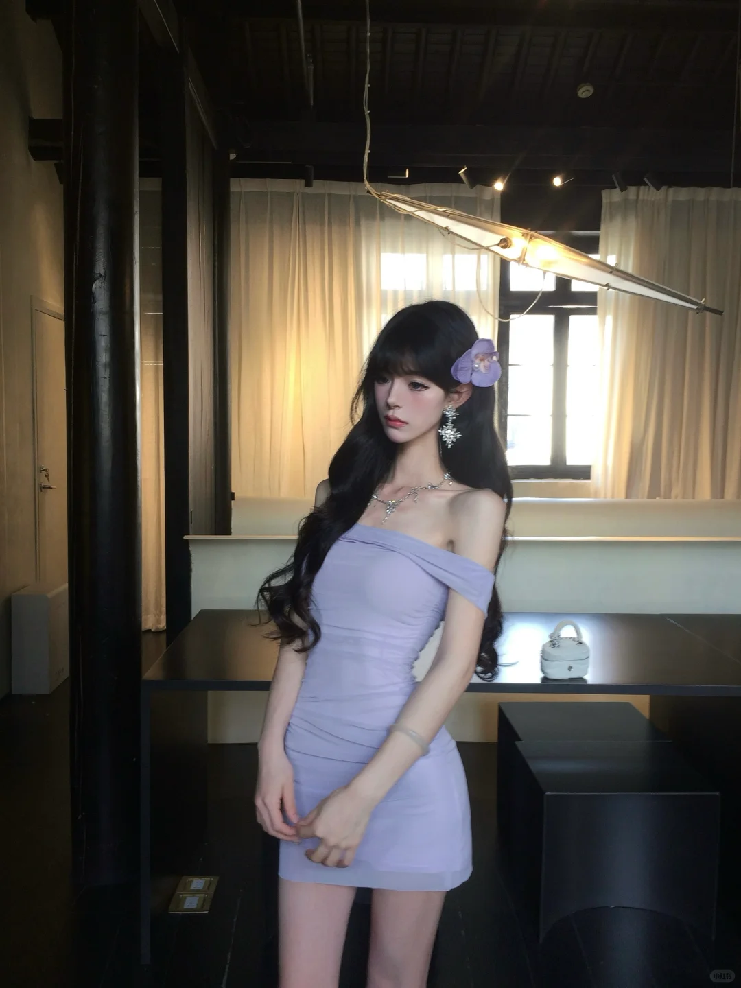 Charming 20th Lilac Mermaid Off The Shoulder Satin Short Homecoming Dress Birthday Outfits C4573