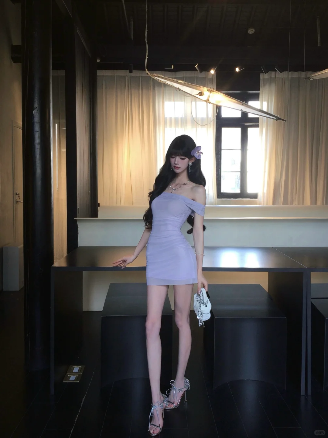 Charming 20th Lilac Mermaid Off The Shoulder Satin Short Homecoming Dress Birthday Outfits C4573