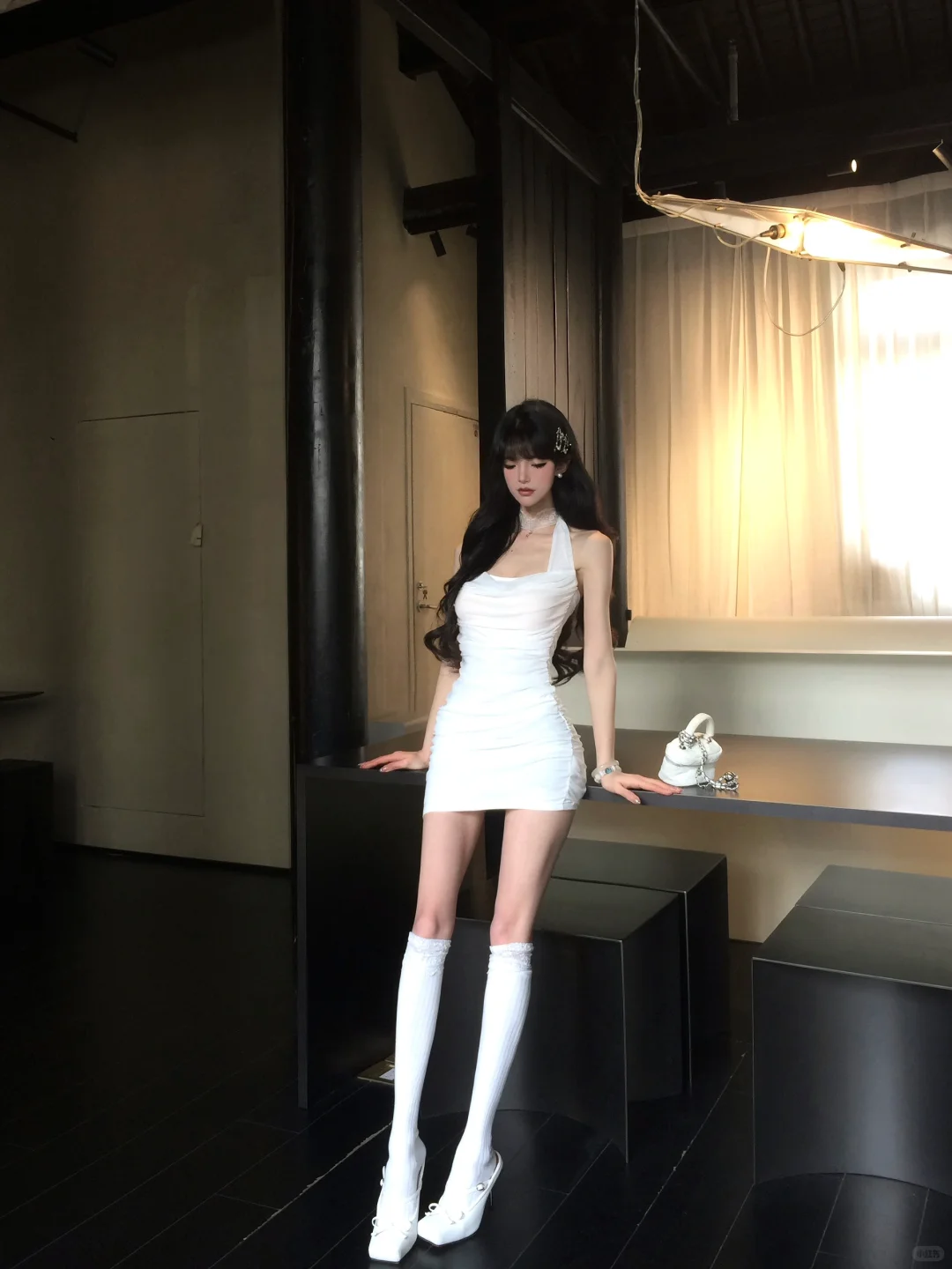 Charming 21th Mermaid Halter White Chiffon Short Homecoming Dress Birthday Outfits C4580