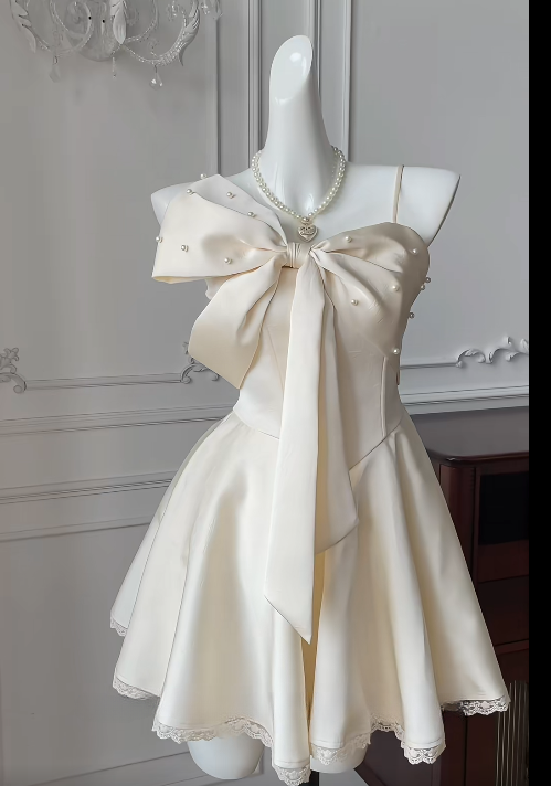 Cute A Line Spaghetti Straps Satin Beads Short Homecoming Dress 16th Birthday Outfits C4629